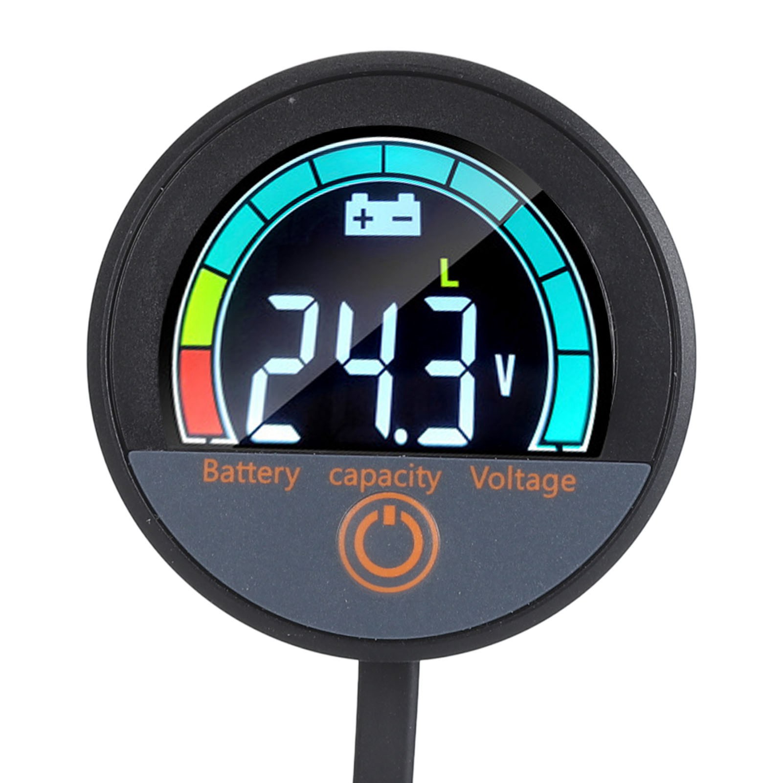 Runder, Flächenbündig Montierter Energiezähler Mit Lcd-digitalanzeige, Batteriekapazitäts- Und Spannungsanzeige Für Motorrad, Fahrrad Und Auto (8–100 V Dc)