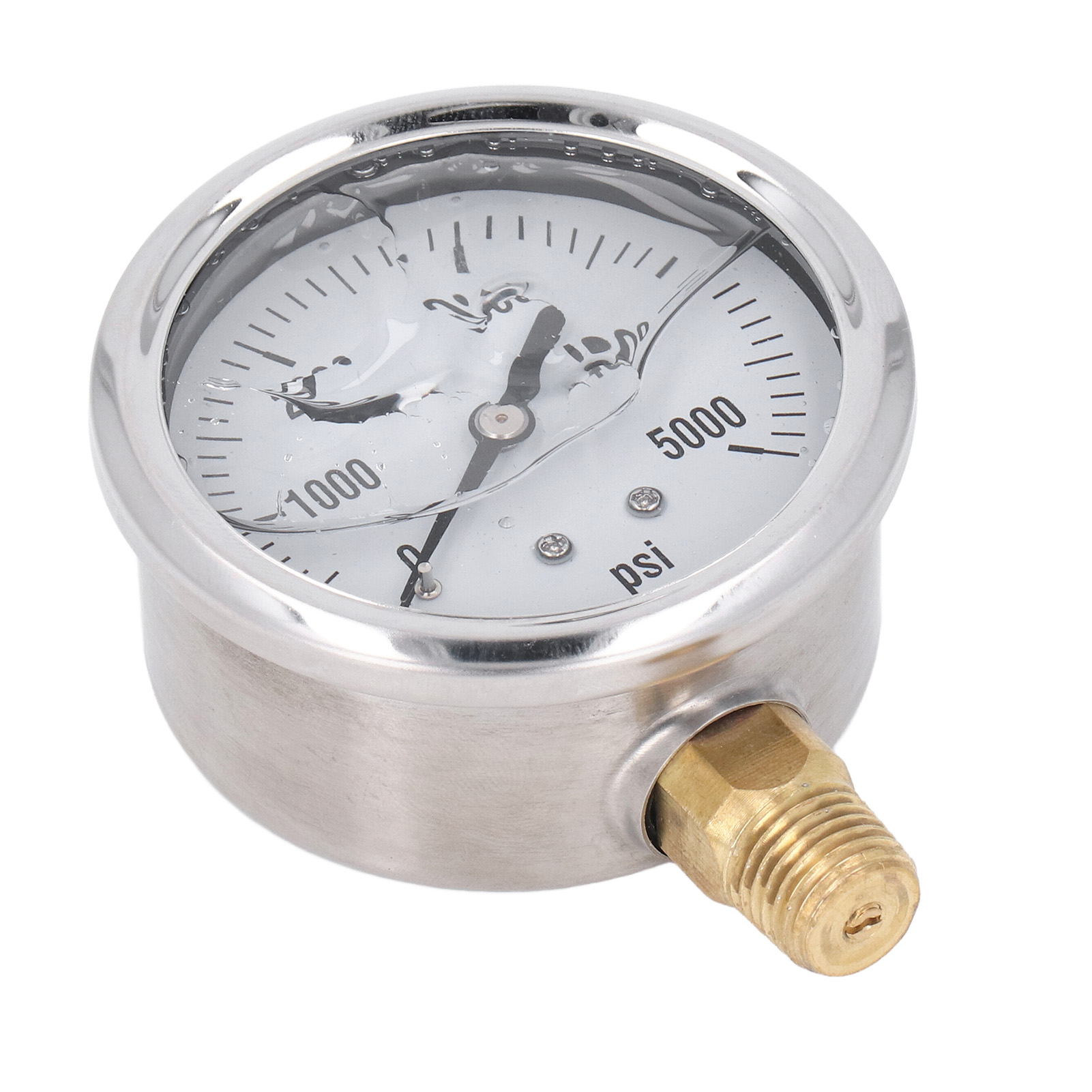 Hochdruck-hydraulikmanometer Mit Flüssigem Glycerin, 5000 Psi, 2,5-zoll-zifferblatt, 1/4-zoll-npt-gewinde, Edelstahl, Für Luft-, Wasser- Und Ölprüfung.