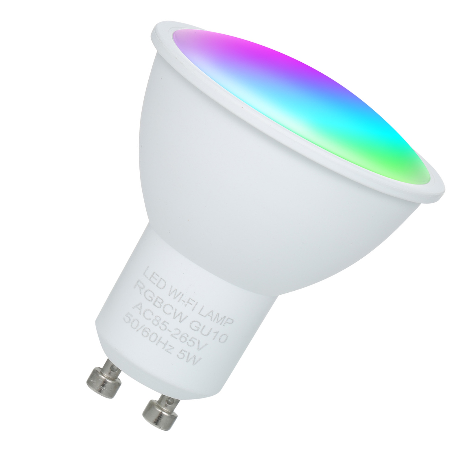 Smarte 5-w-wlan-glühbirne, Dualmodus Weiß Und Rgb, 16 Millionen Farben, Gu10-sockel, Fernbedienung Per App Und Sprachsteuerung, Timer, Mehrfarbiges Led-licht, Kabellose Smarte Glühbirne Ac85–265 V