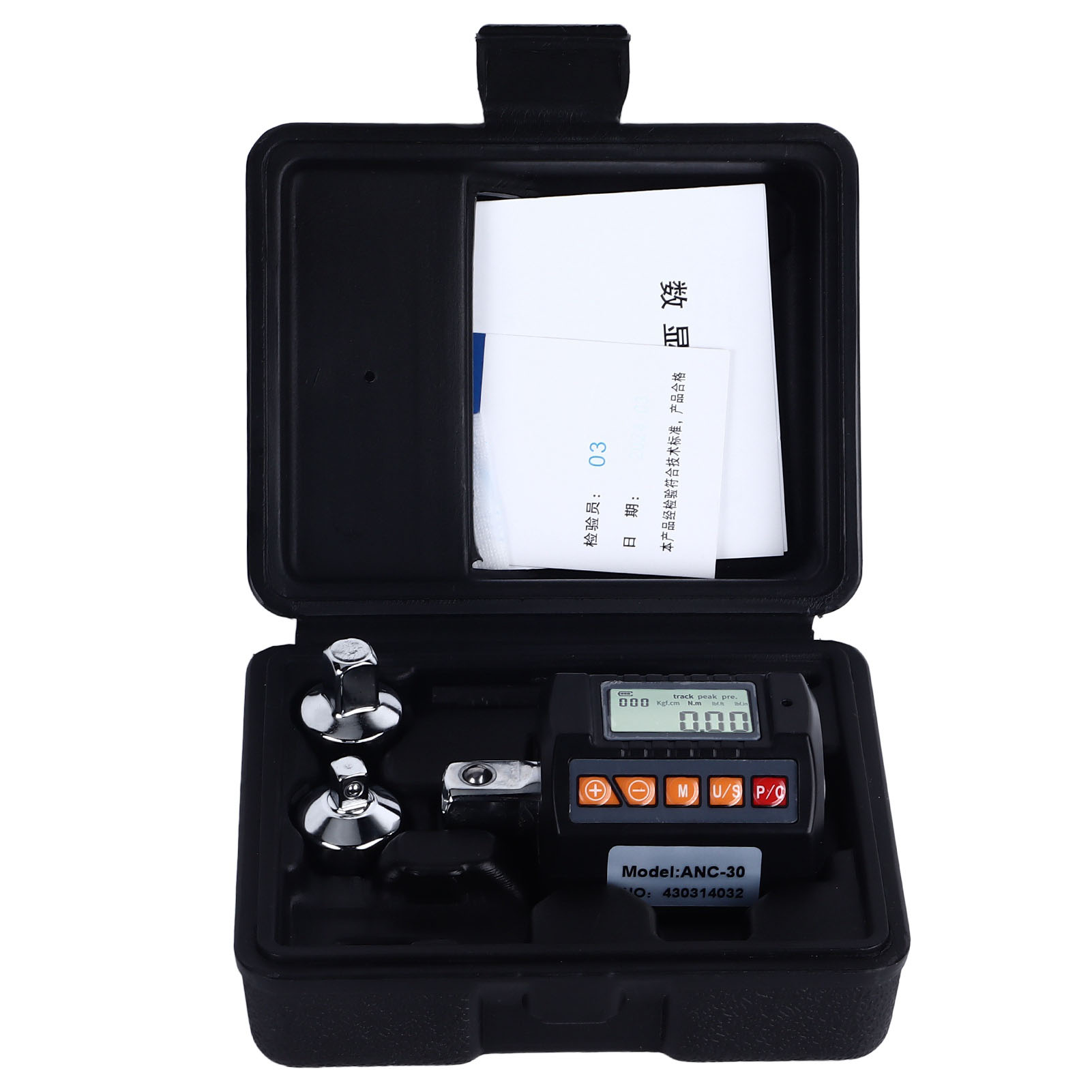 30 Nm Digitaler Drehmomentschlüssel-adapter, 4 Stück, Hintergrundbeleuchtetes Lcd-display, Drehmomentschlüssel Mit 1/4"- Und 3/8"-adapterköpfen.