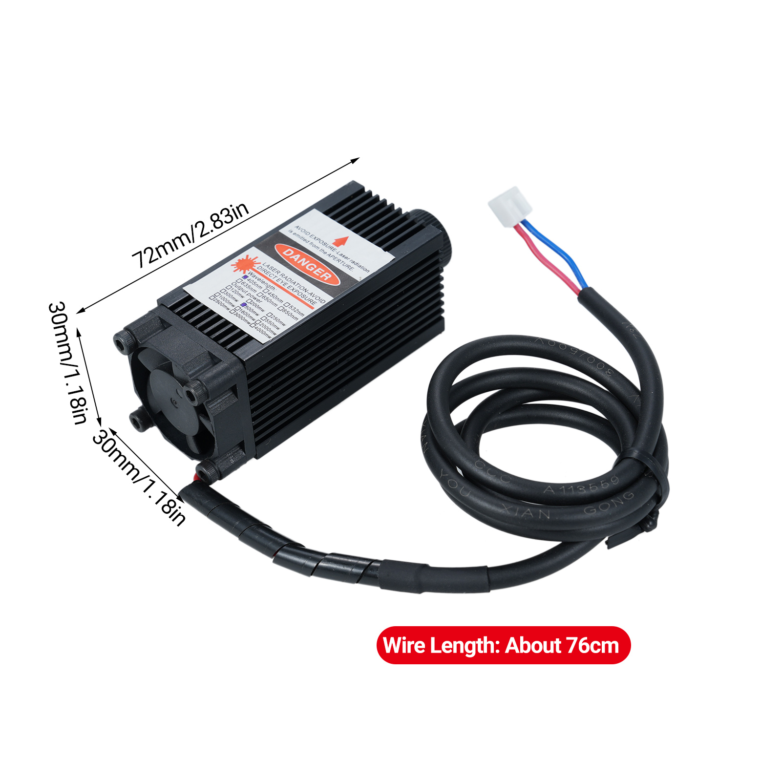 Lasergravurmodul Mit 3-poliger Schnittstelle, Fokussierbar, 450 Nm, 500 Mw, 12 V Blau-violettes Licht, Einstellbarer Fokus, Für Tischgravierer, Holz, Papier Und Leder (diy).