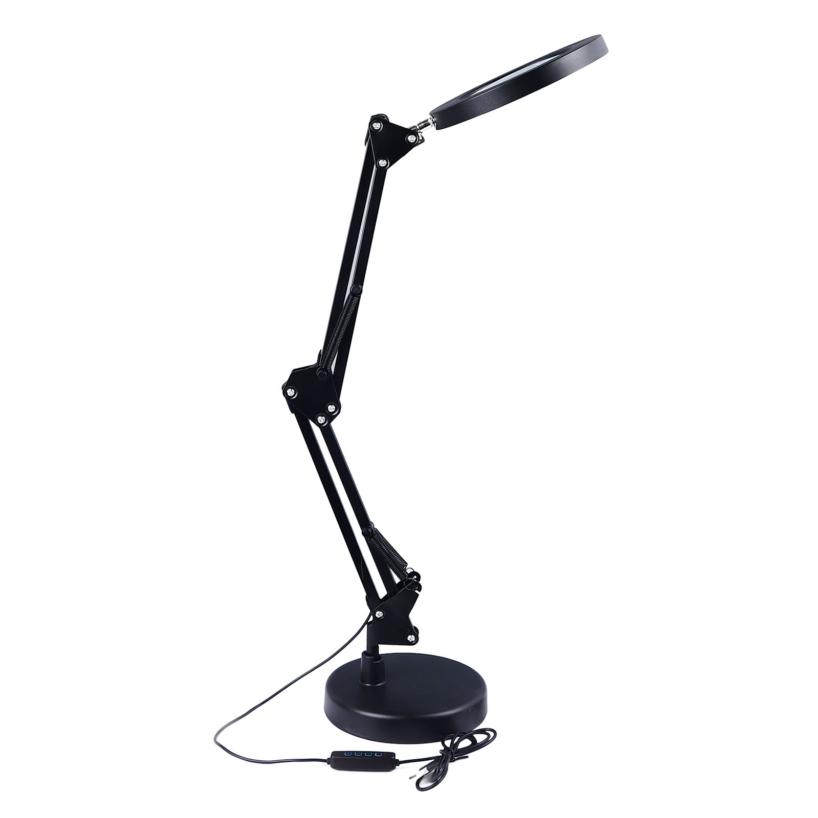 2-in-1 Led-tischlupenleuchte, 10-fache Vergrößerung, 3 Farben, Stufenlos Einstellbare Lichtintensität, Mit Klemme Und Ständer.