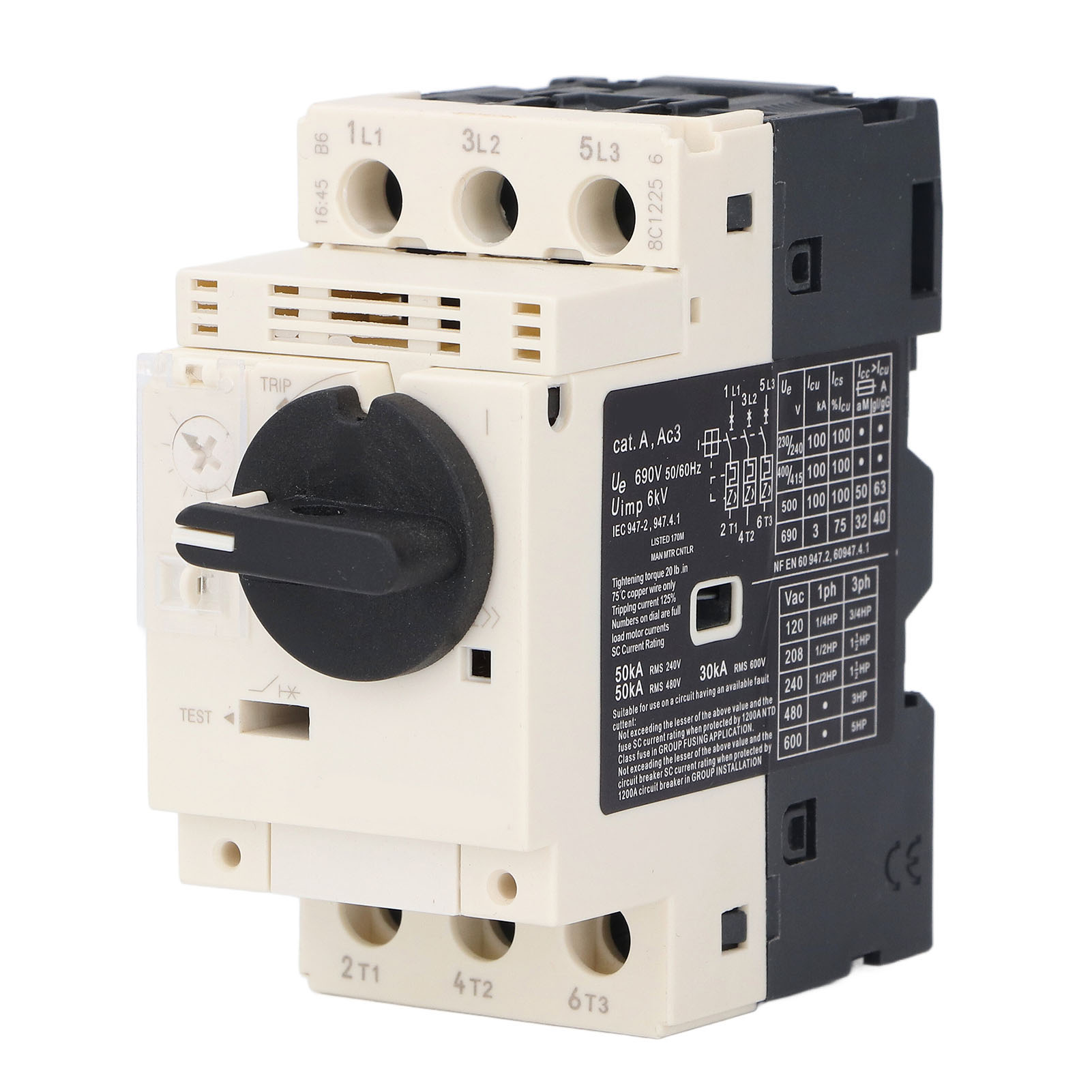6-achsiger Motorschutzschalter – 10 A, 690 V Ac Thermomagnetischer Drucktaster-motorschutzschalter
