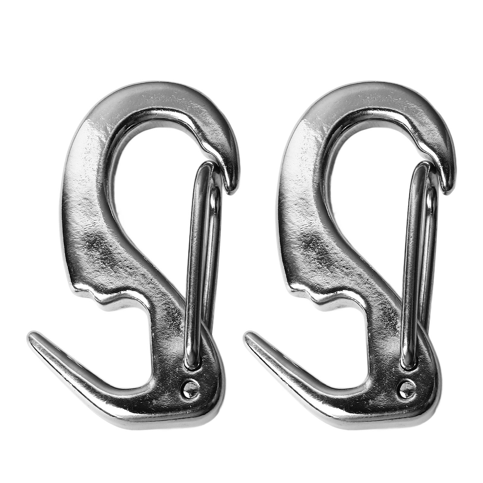 Set Aus 2 Federbelasteten Karabinerhaken Aus Edelstahl, 65 Mm, Rostfrei, Für Den Einsatz In Der Schifffahrt, Industrie Und Im Haushalt.