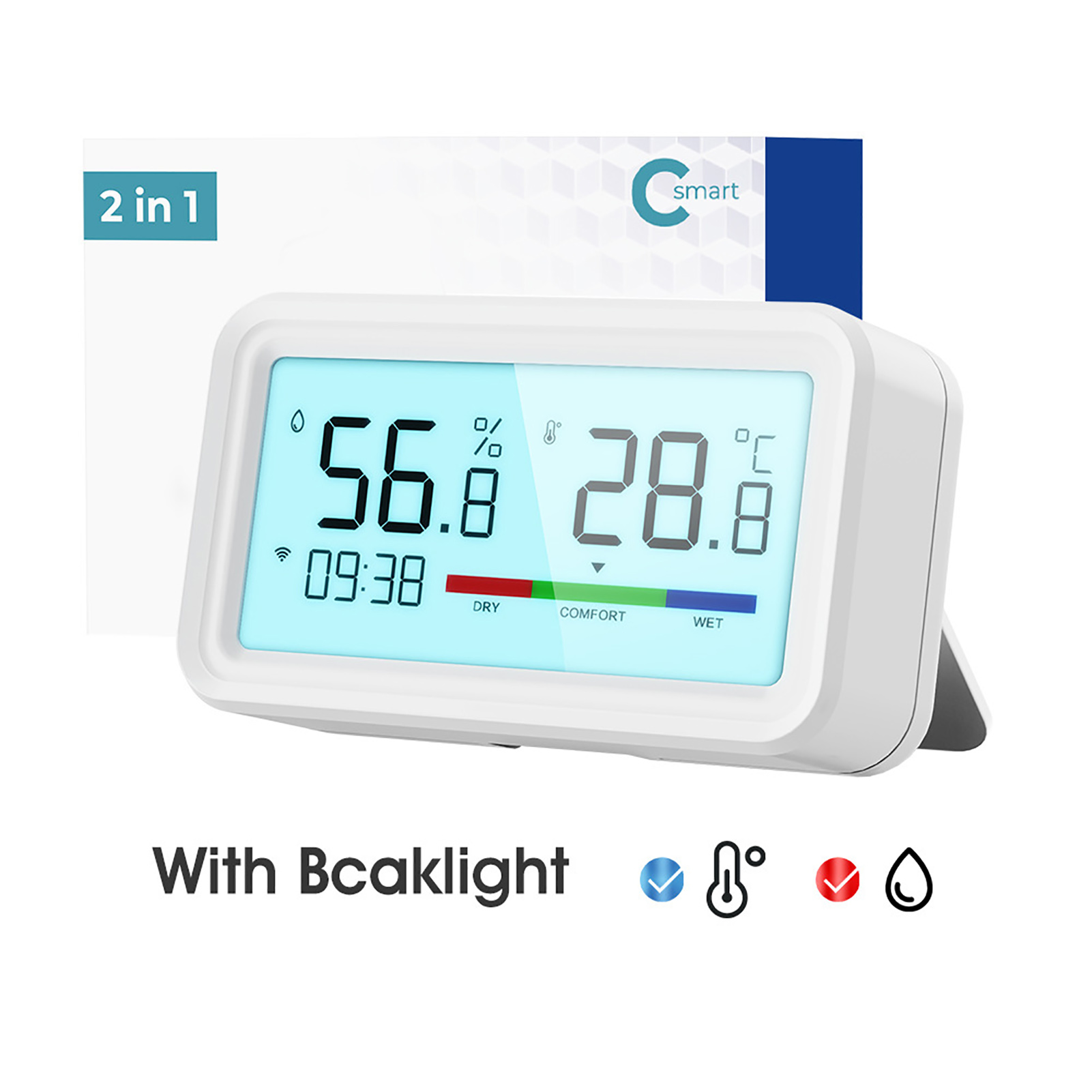 Tuya Wifi Bt Dual-mode Temperatur- Und Feuchtigkeitstester, Hintergrundbeleuchtetes Lcd-display, Fernbedienung Per App, Smart-verbindung, Kompatibel Mit Alexa Und Google Assistant Für Sprachsteuerung