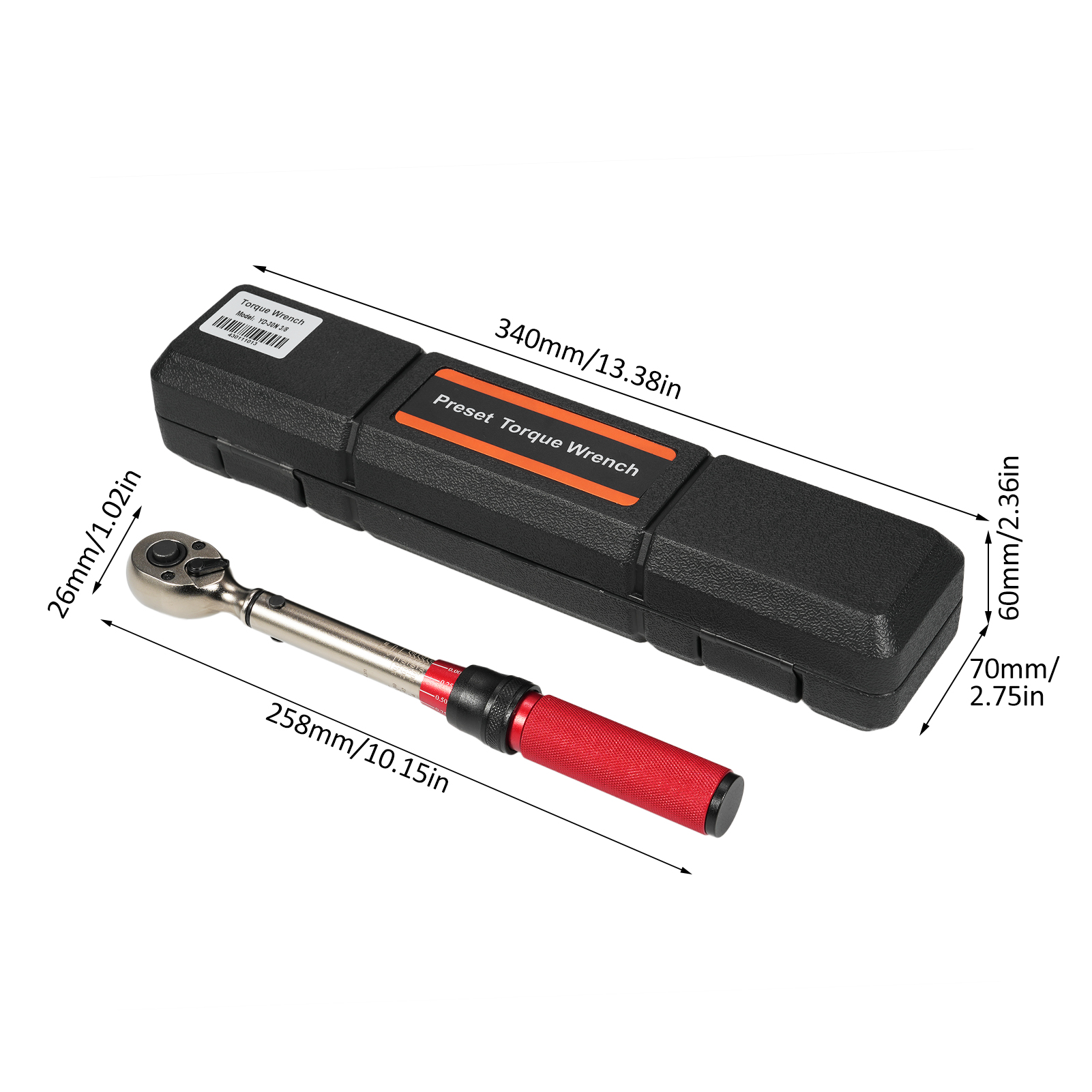 3/8" 72-zahn Reversibler, Bidirektionaler Ratschen-drehmomentschlüssel Mit Öse, Für Die Wartung Von Fahrrädern, Motorrädern Und Autos (1,85-22,14 Ft-lb / 2,5-30 Nm)