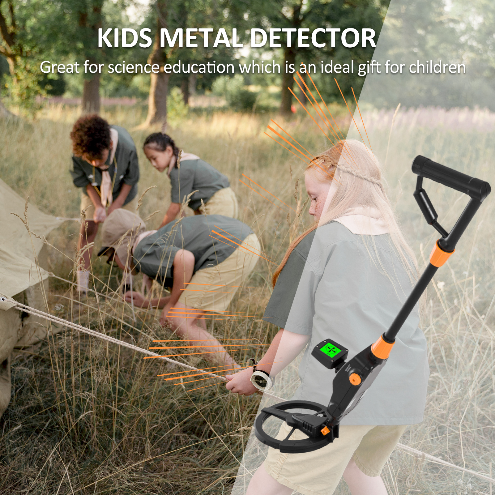 Md-1008a Metalldetektor Für Kinder, Wasserdichter Metalldetektor Mit Suchspule, Lcd-bildschirm Und Verstellbarem Schaft, Hochpräziser Professioneller Metalldetektor Für Kinder Und Jugendliche