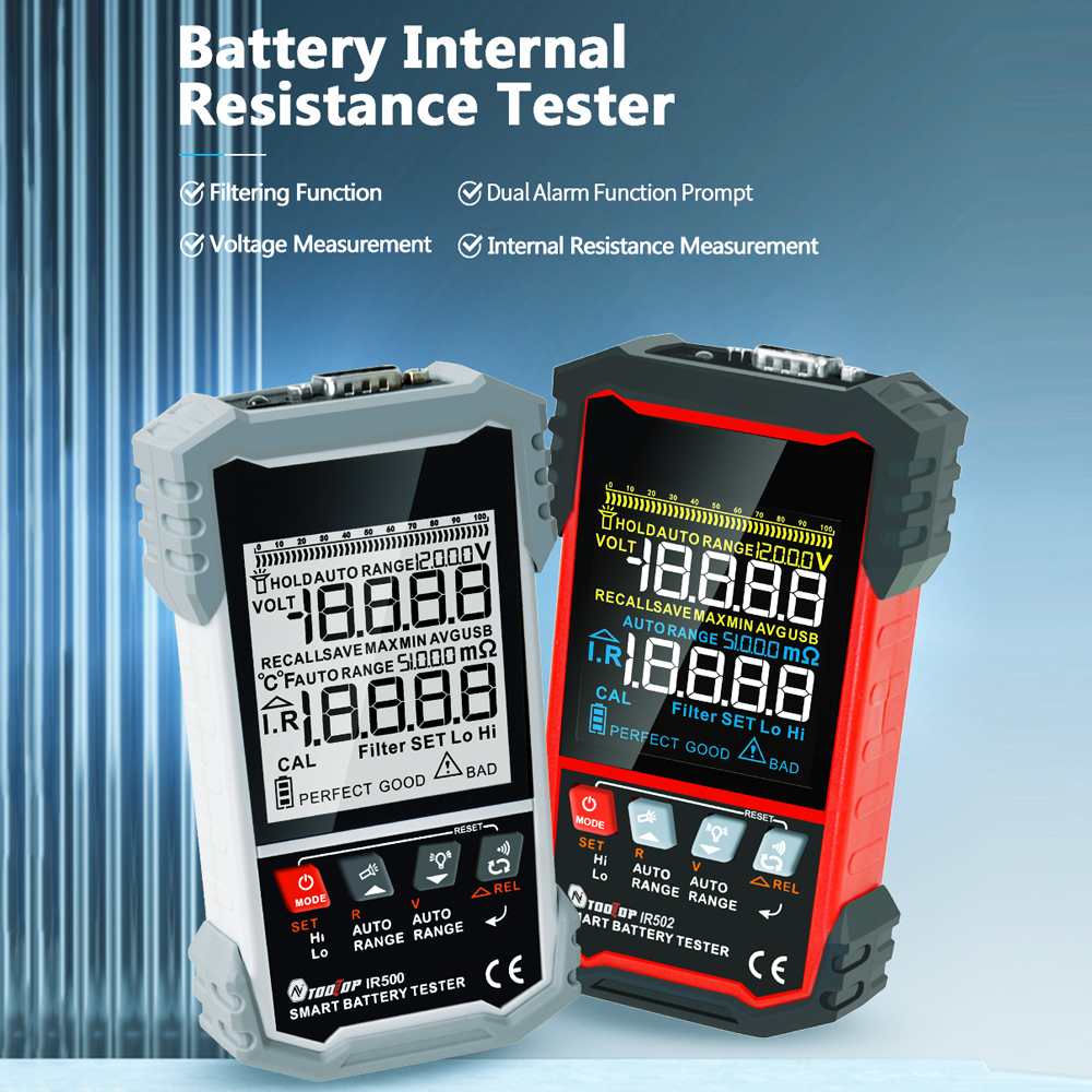 Interner Batteriewiderstandstester Mit 3,2-zoll-bildschirm, Batteriespannungsmessgerät Mit Selbstkalibrierungsfilter, Doppelalarm Und Automatischer Abschaltfunktion