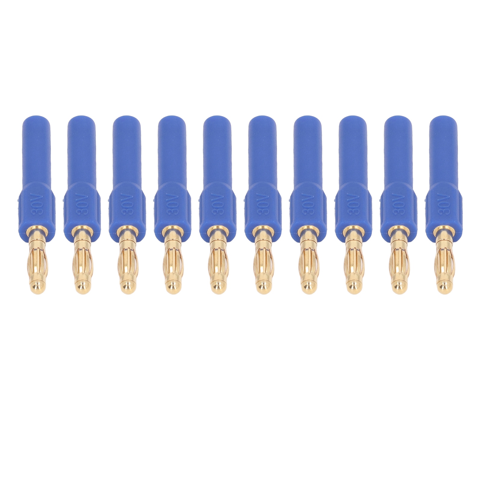 Packung Mit 10 Bananensteckern (4 Mm Stecker Auf 2 Mm Buchse), 30 V Ac / 60 V Dc, 32 A, Zum Testen, Blau