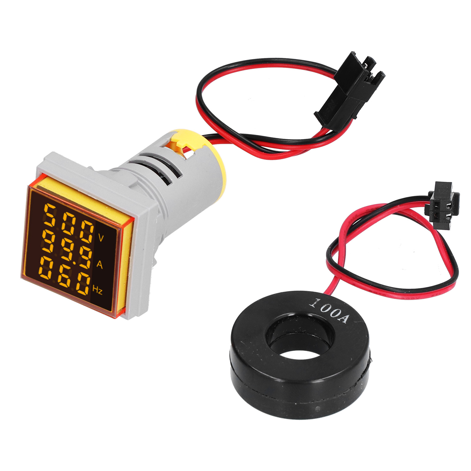 Quadratische Digitale Led-anzeigeleuchte Mit 3 Anzeigen, 60–500 V Ac, 0–100 A, St17vah Gelb