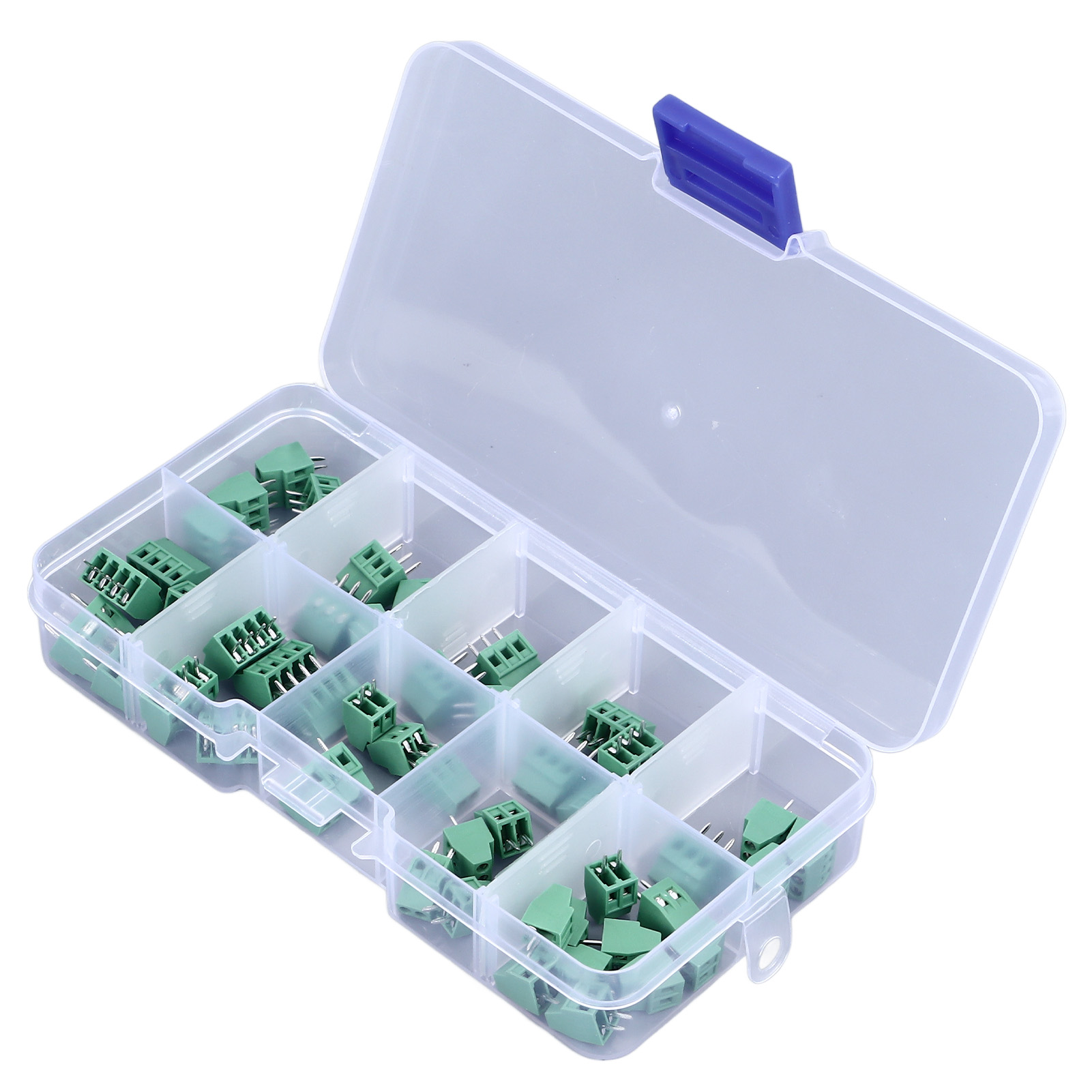 Set Mit 50 Schraubklemmen, 2,54 Mm Rastermaß, 2p, 3p, 4p, Für Die Leiterplattenmontage, Ideal Für Elektronikprojekte.