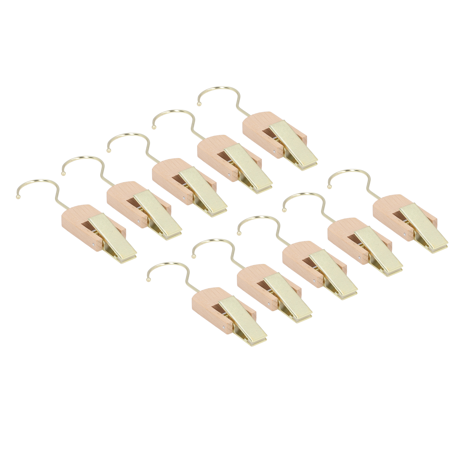 10 Cm Lange Metallhaken Mit Holzclips, 360° Drehbar, Für Kleidung, Kleiderschrank, Büro Oder Werkstatt.