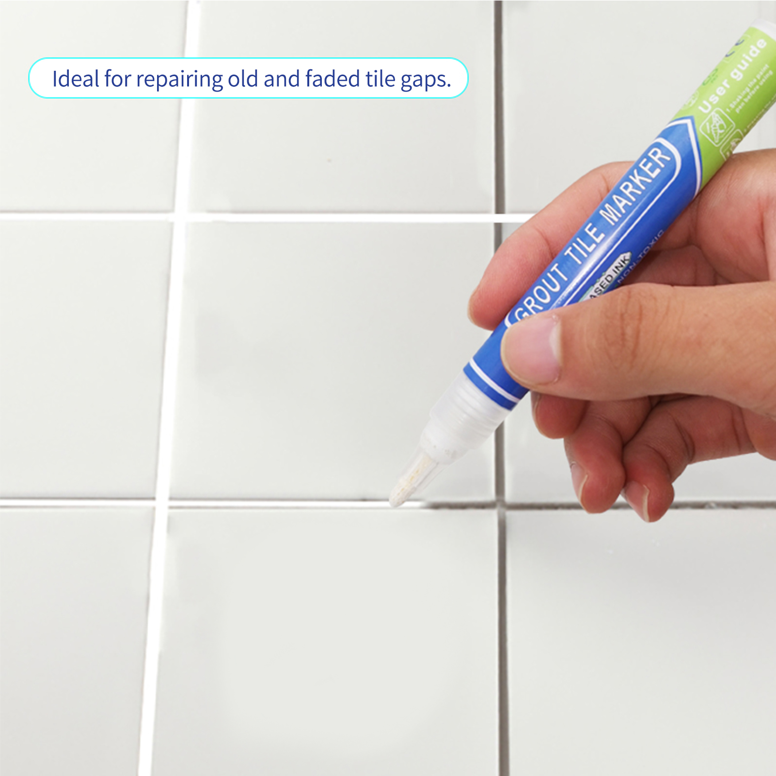 Bigthumb Fugenstift, Wasserbasierte Fliesenfugenfarbe, Reparatur- Und Renovierungsmarker, Mit Ersatzspitze, Wasserfest, Für Badezimmer, Küche, Wohnzimmer, Balkon Und Fußböden.