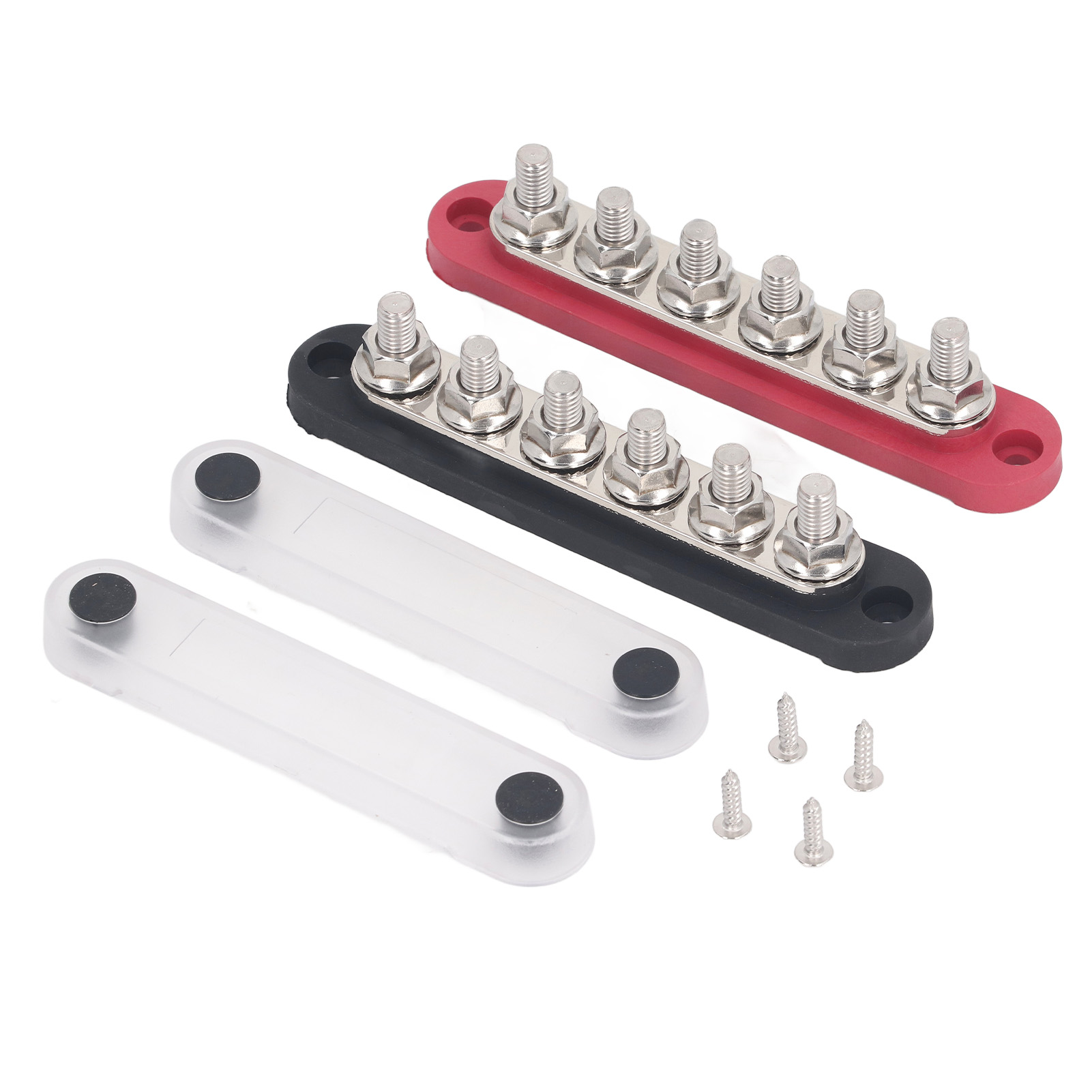 Satz Mit 2 M8-stromverteilerklemmen, Kupferplatten, Edelstahlklemmen, Batteriesammelschiene, 150 A, 300 V Ac, 48 V Dc