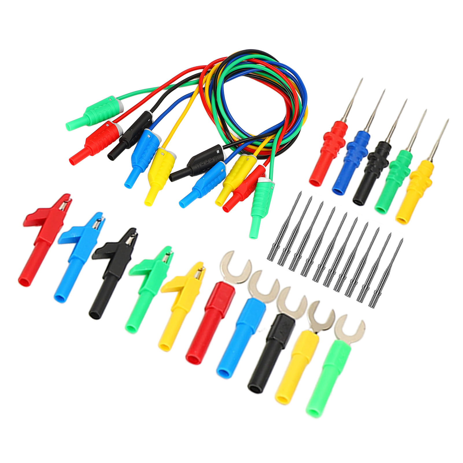 Bananenstecker-prüfleitungsset, Multimeter, Silikonisolierte Schutzhülle, Stapelbar, Mit Krokodilklemme Und Gabel-hinterstift