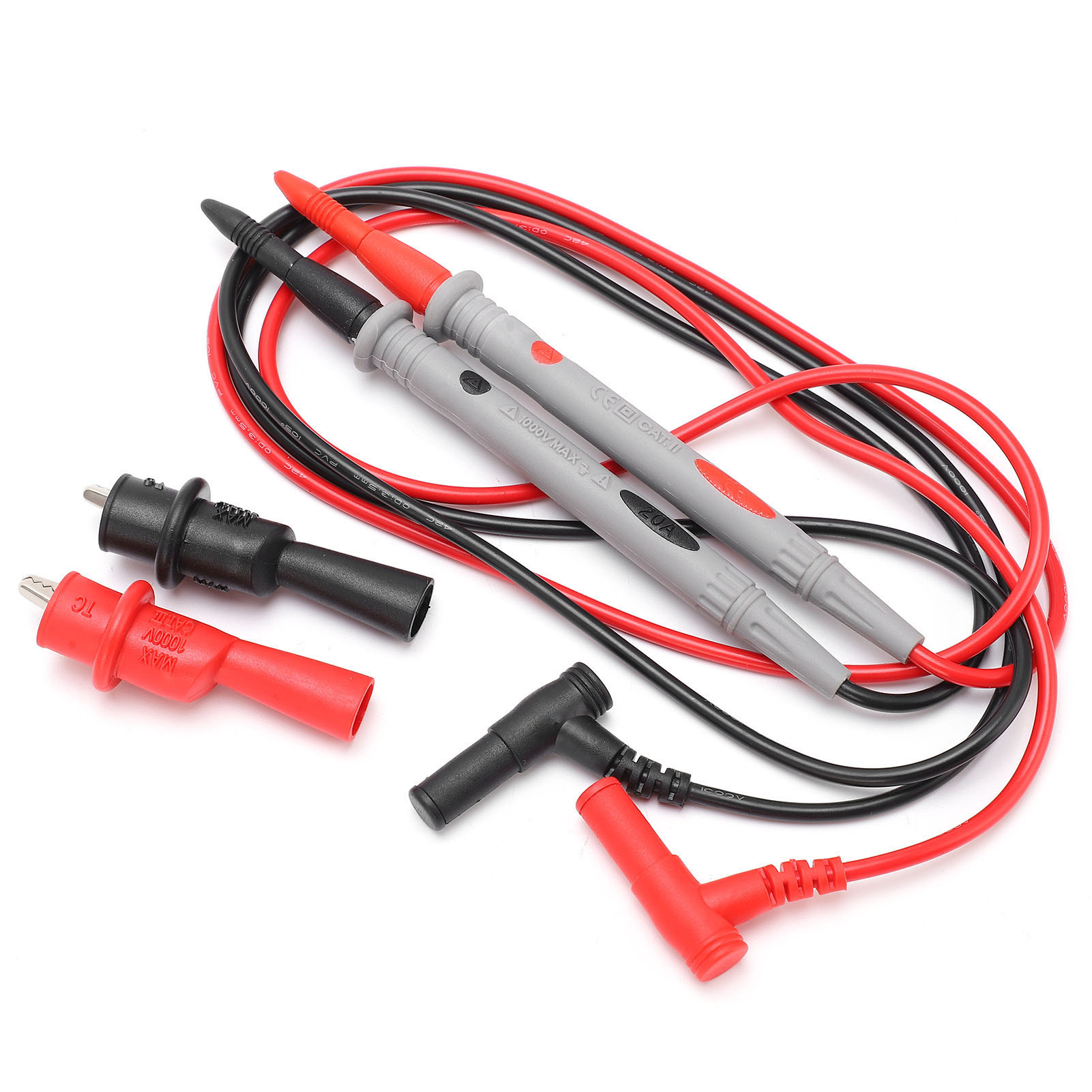 P14a 4-mm-messleitungssatz Mit Klemmen, Rutschfest, Für Multimeter. Multimeterzubehör.