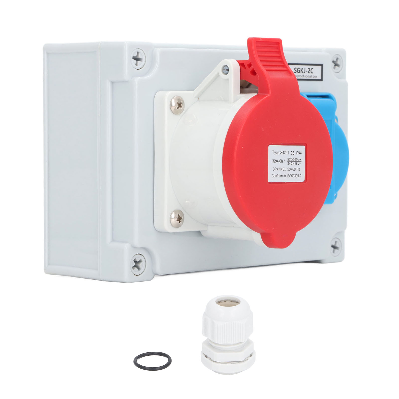 Ip44 Wasserdichte Cee-wandsteckdose, 250 V Ac, 16 A, Europäische Ausführung Und 5-polige Cee-kombinationssteckdose, 32 A, 220 V Ac – 380 V / 240–415 V