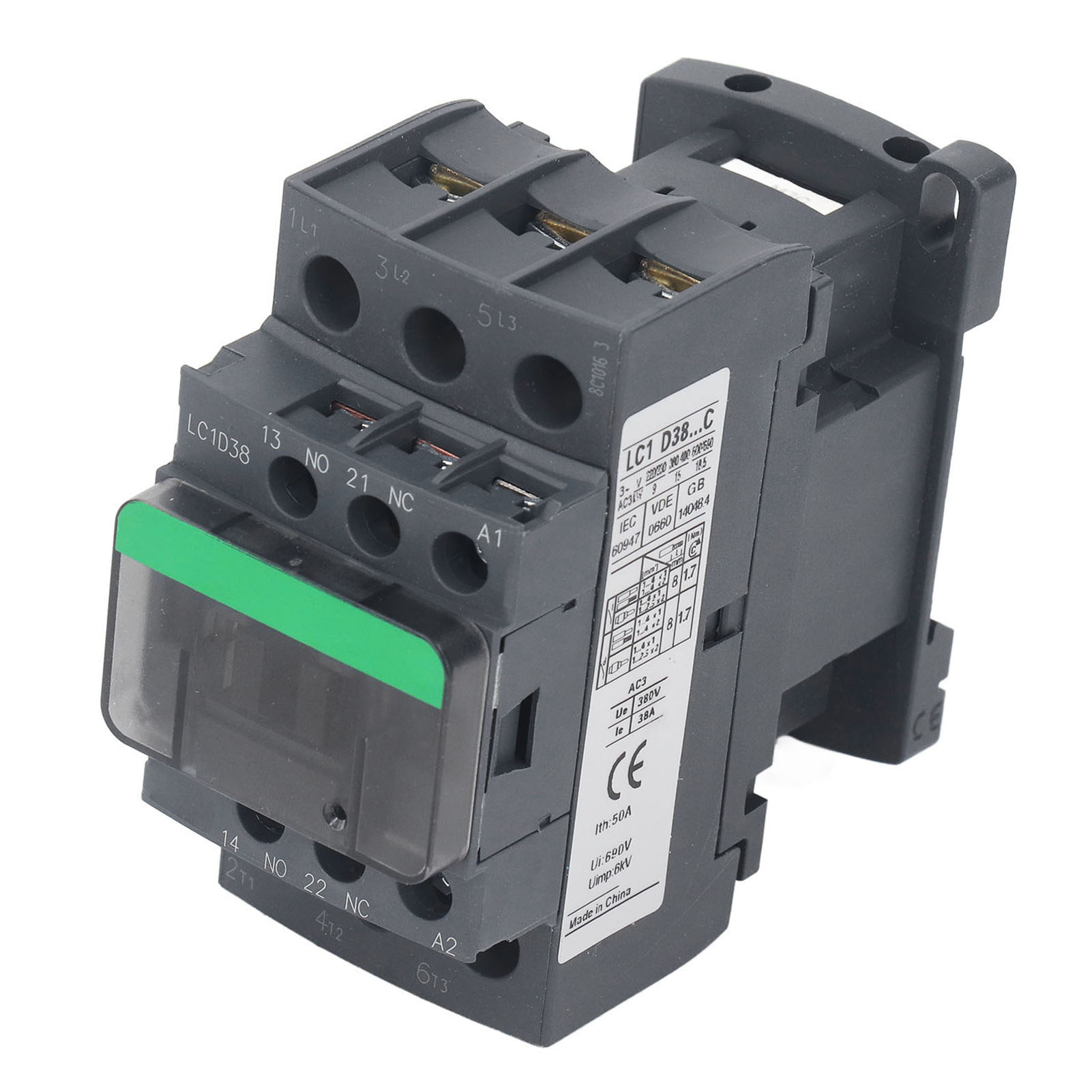 38-a-wechselstromschütz, 1 Schließer, 1 Öffner. Hochspannungsschütz Mit Hoher Leitfähigkeit Für Industrielle Steuerungen. 380 V Ac/220 V Spule.