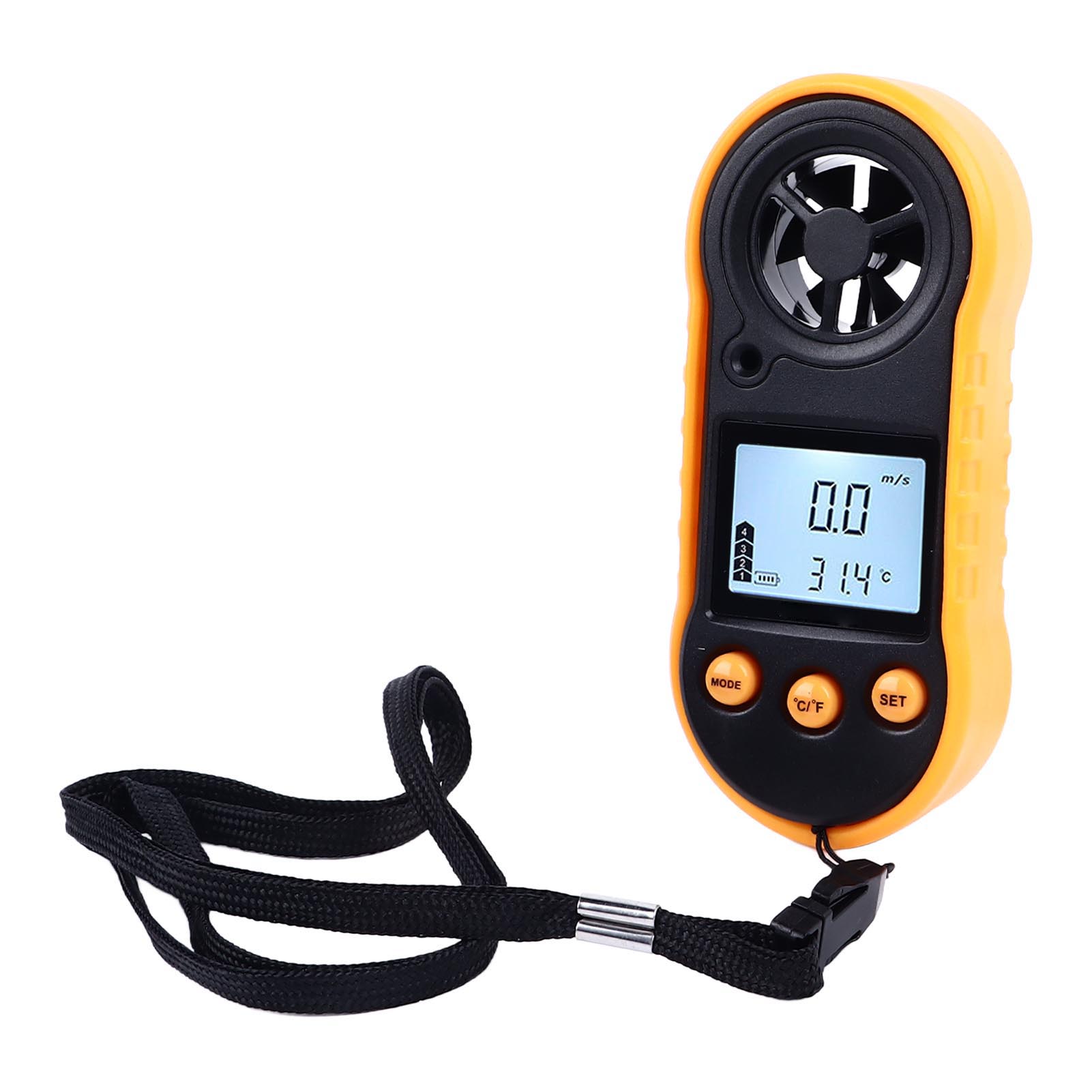 Tragbares Digitales Anemometer Mit Lcd-bildschirm, Windgeschwindigkeits- Und Windtemperaturmessung, Eingebauter Batterie.