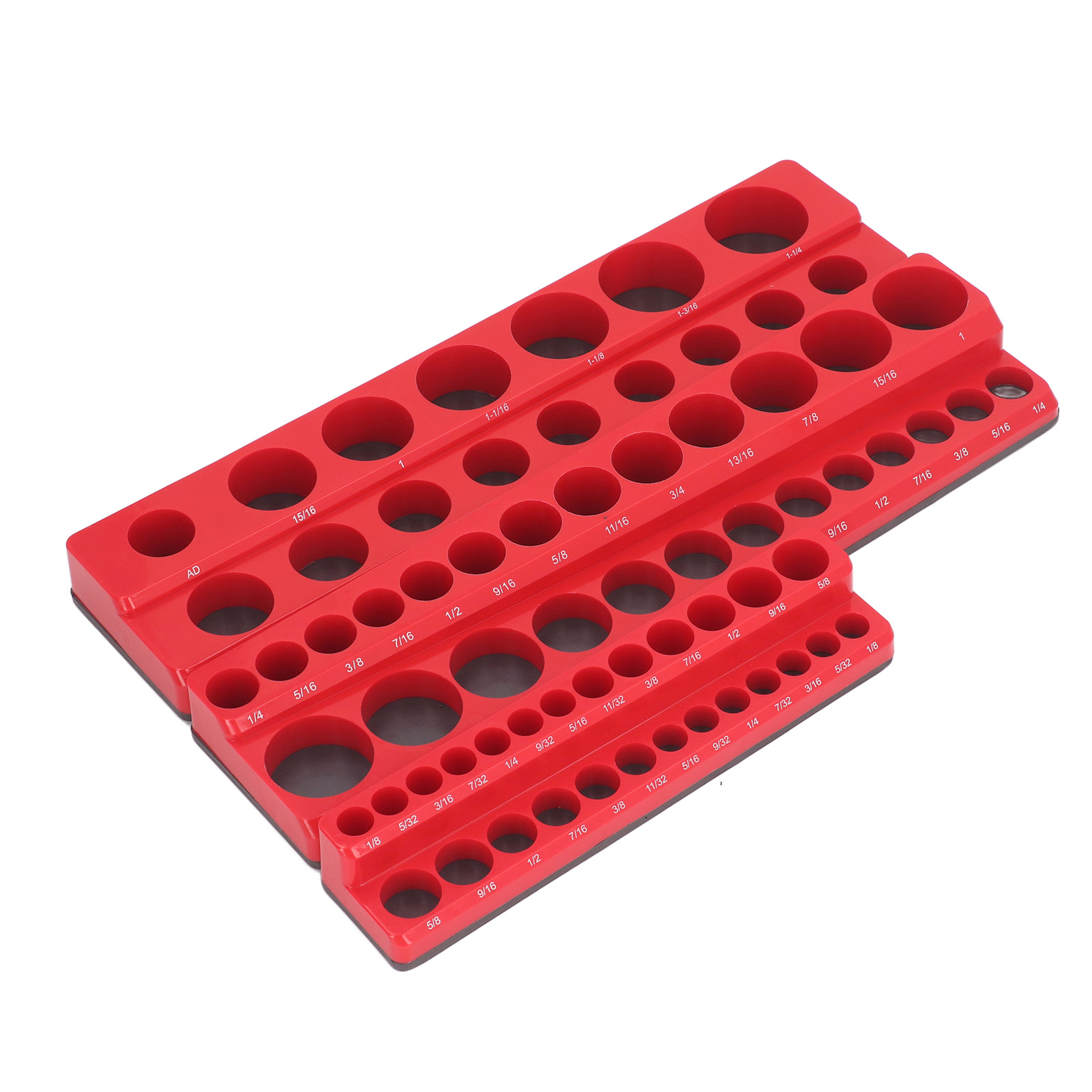 Set Mit 3 Magnetischen Steckschlüsselhaltern, Kunststoff-aufbewahrungsschale Für 1/4", 3/8" Und 1/2" Steckschlüssel, Kapazität Für 68 Teile