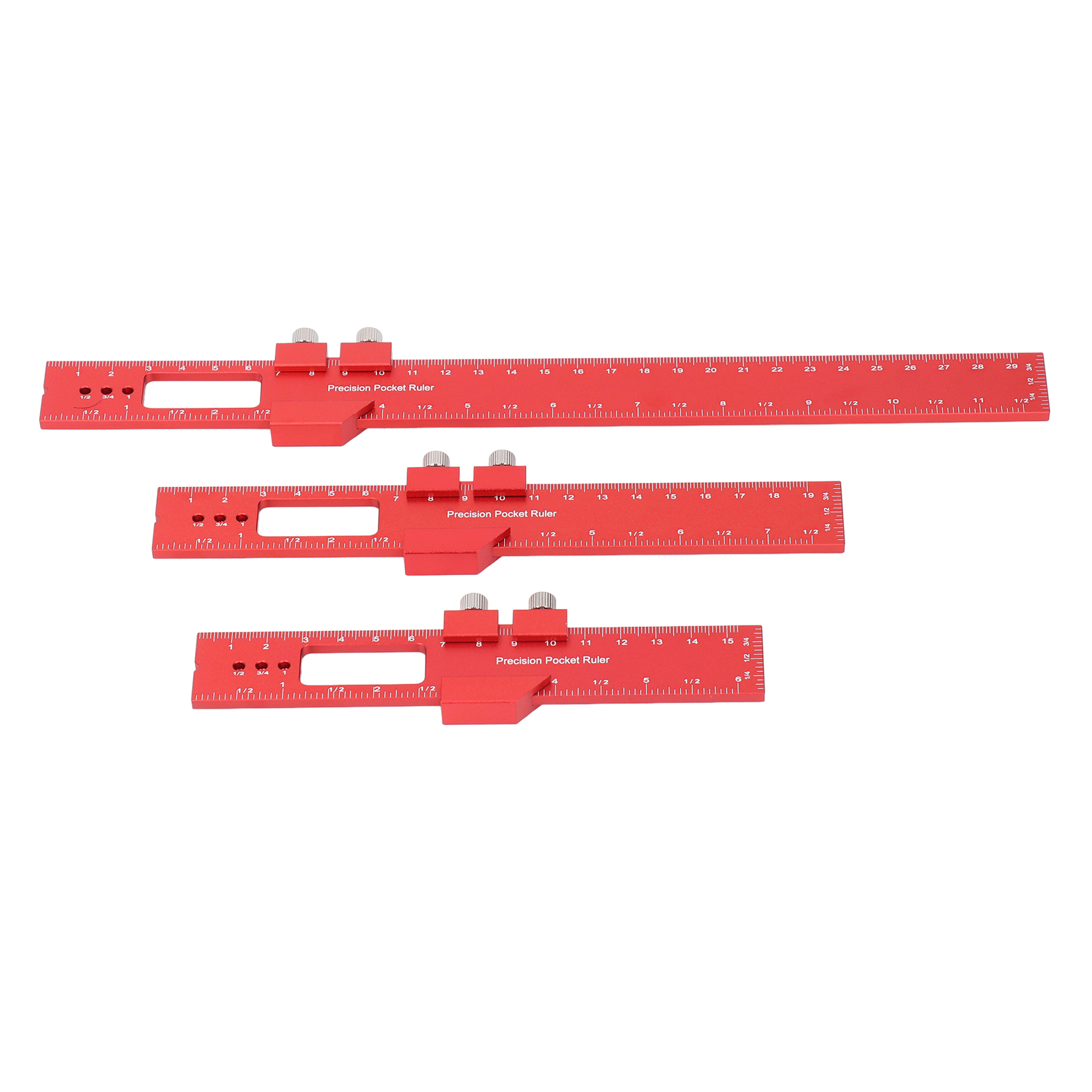 Holzbearbeitungslineal (3er-set) Mit Verstellbarem Schieber Und Winkelmesser, Aus Aluminium, Zum Markieren, Positionieren Und Messen (16 Cm, 20 Cm, 30 Cm).