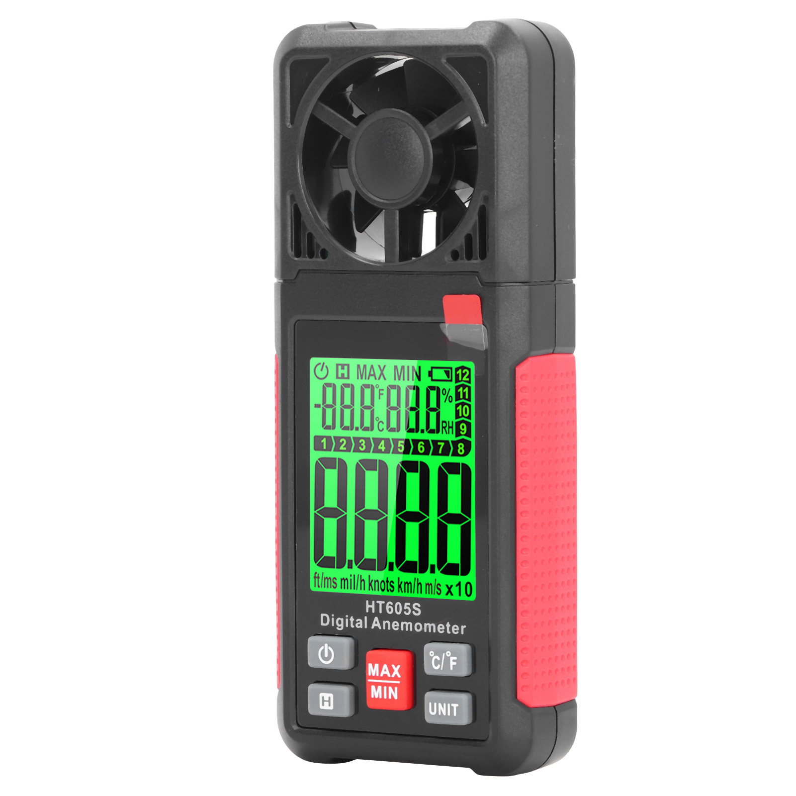 Hochpräzises Digitales Anemometer Mit 2,26-zoll-lcd-bildschirm, Tragbarer Thermischer Luftgeschwindigkeits- Und Durchflussmesser Für Segeln Und Surfen
