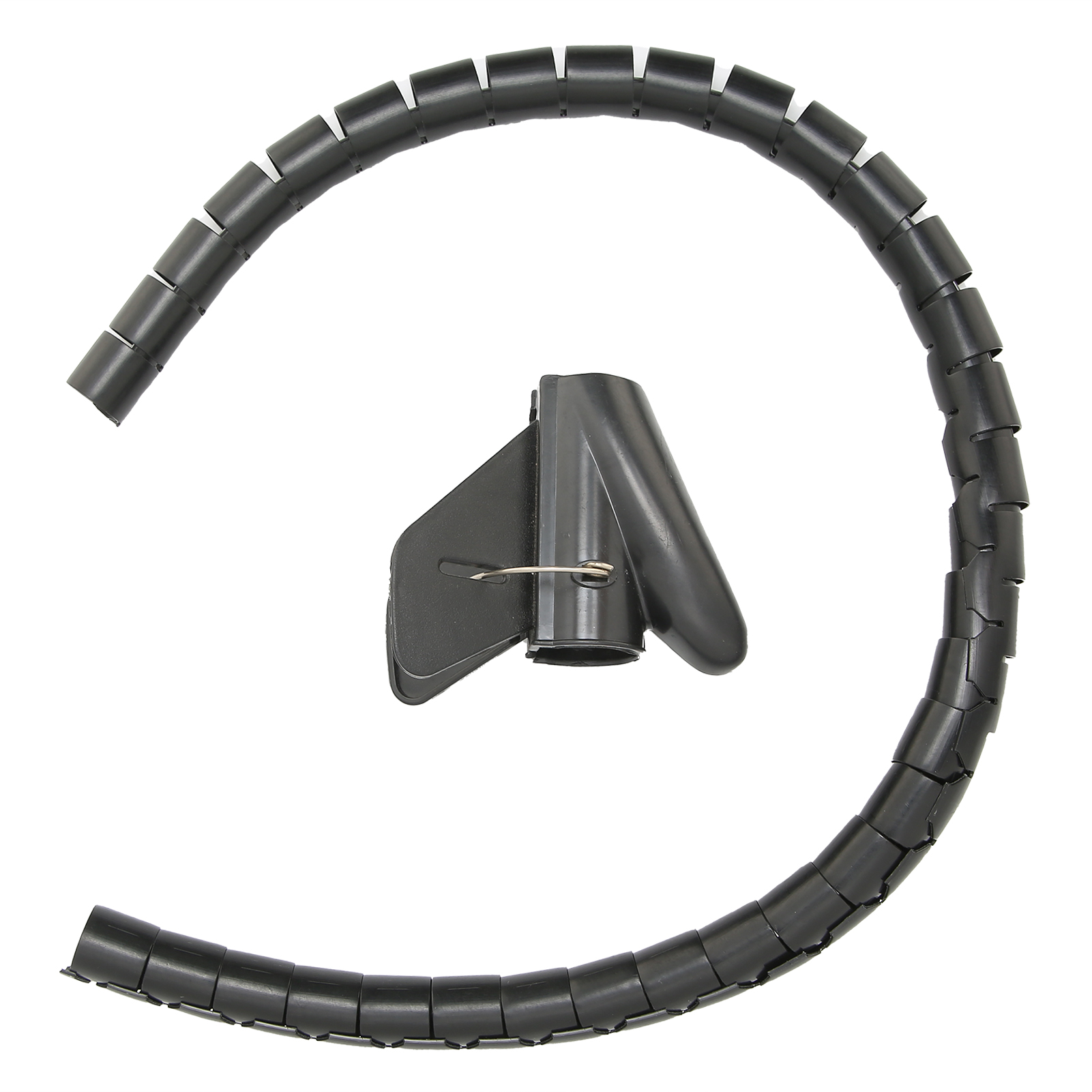 Kabelaufbewahrungshülse Für Spiralkabel, Offenes Wickelrohr Mit Klemme, 10 Meter, Schwarz, 16 Mm Durchmesser
