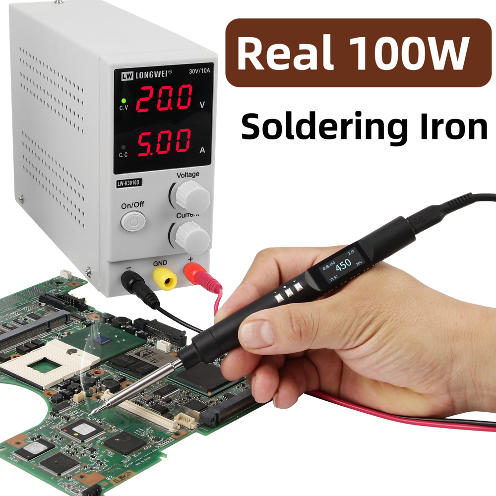 Pts200 Max 100w Intelligenter Lötkolben Mit 0,96 Zoll Oled-bildschirm, Open Source Esp32 Lötstift, Typ-c-schnittstelle, Kompatibel Mit Pd2.0/3.0 Ladeprotokollen Und Automatischer Schlaffunktion.