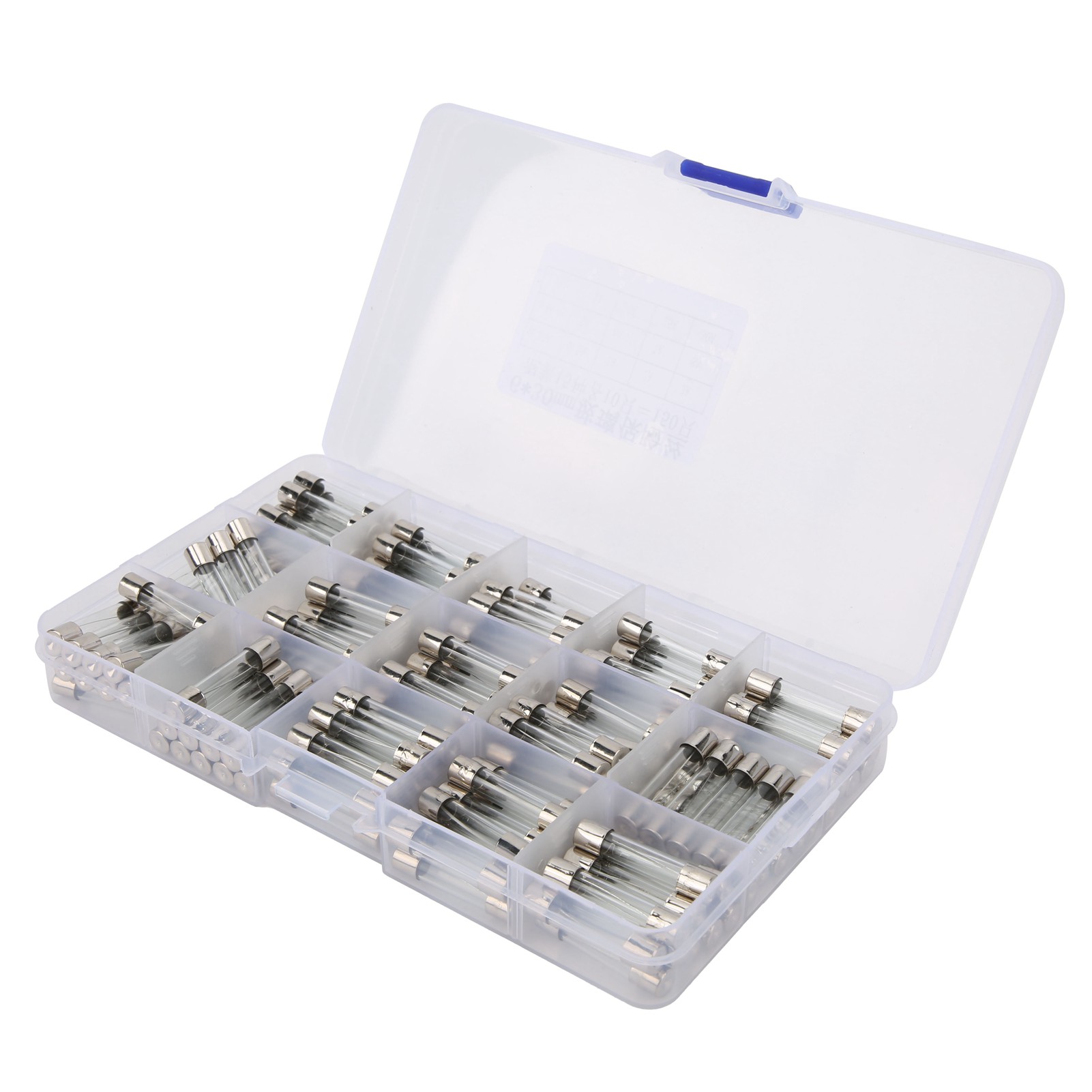 Packung Mit 150 Glassicherungen Zum Schutz Von Stromkreisen. Diese Schnell Durchbrennenden Sicherungen Sind Einfach Zu Verwenden Und Werden In Einer Kunststoffbox Geliefert.