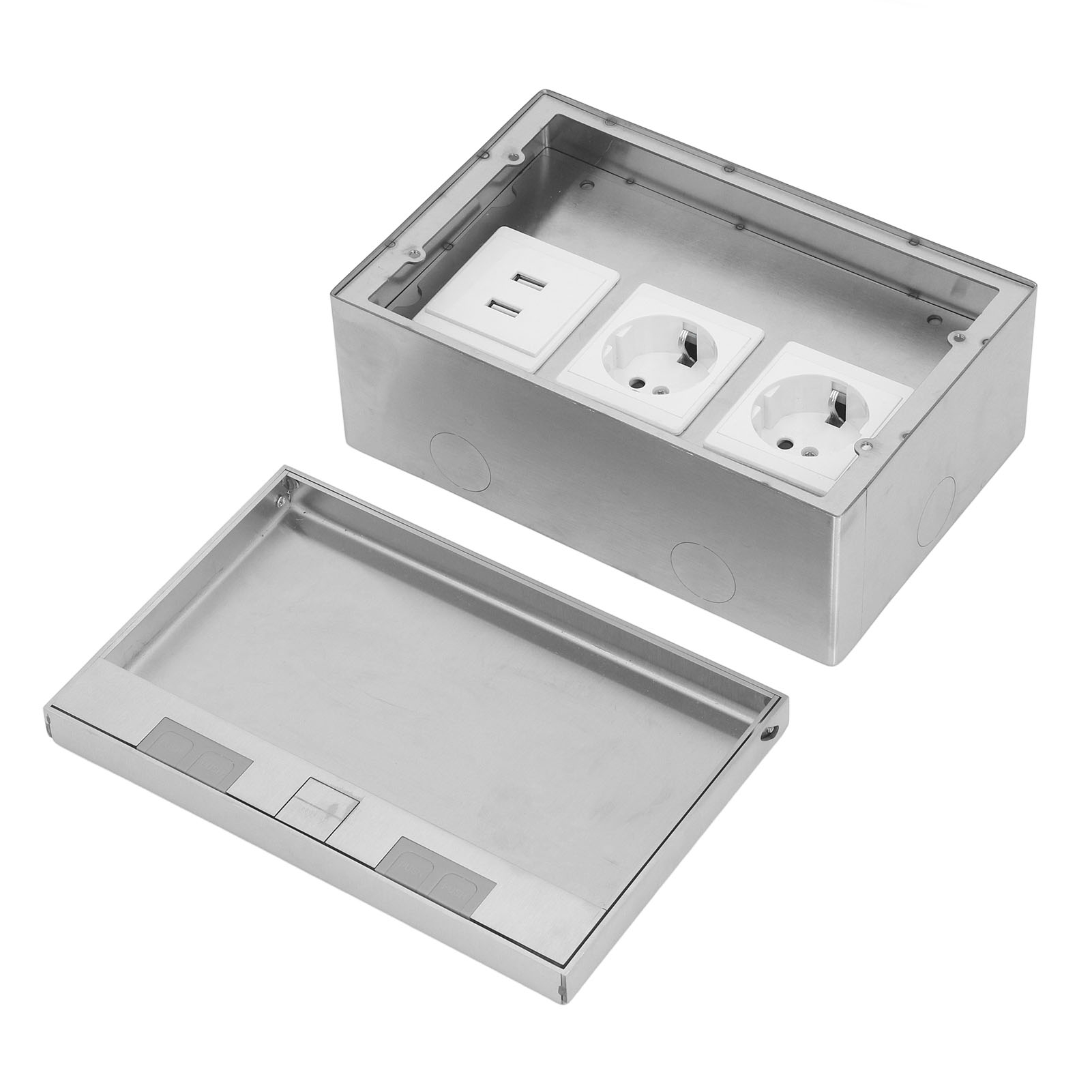 Wasserdichte, Versenkte Edelstahl-bodensteckdosenbox, 4-kw-flachsteckdosen-set Mit 2 Standard-usb-anschlüssen Für Marmor