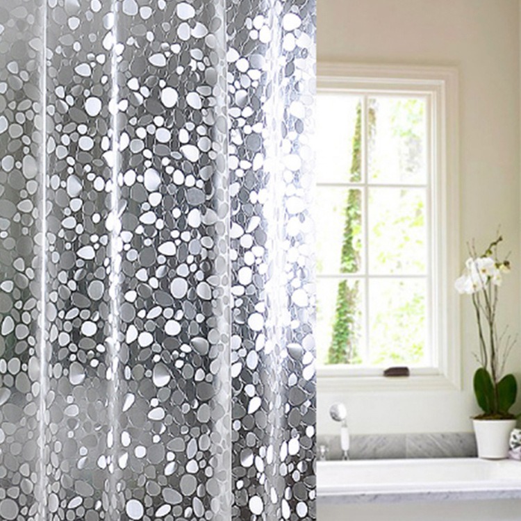 Duschvorhang Aus Kieselsteinen, Eva, Schimmelresistent, Wasserdicht, Mit 12 Rostfreien Haken, Halbtransparent, Badezimmervorhang Für Badewanne, Dusche, 180 X 180 Cm - Lntyq