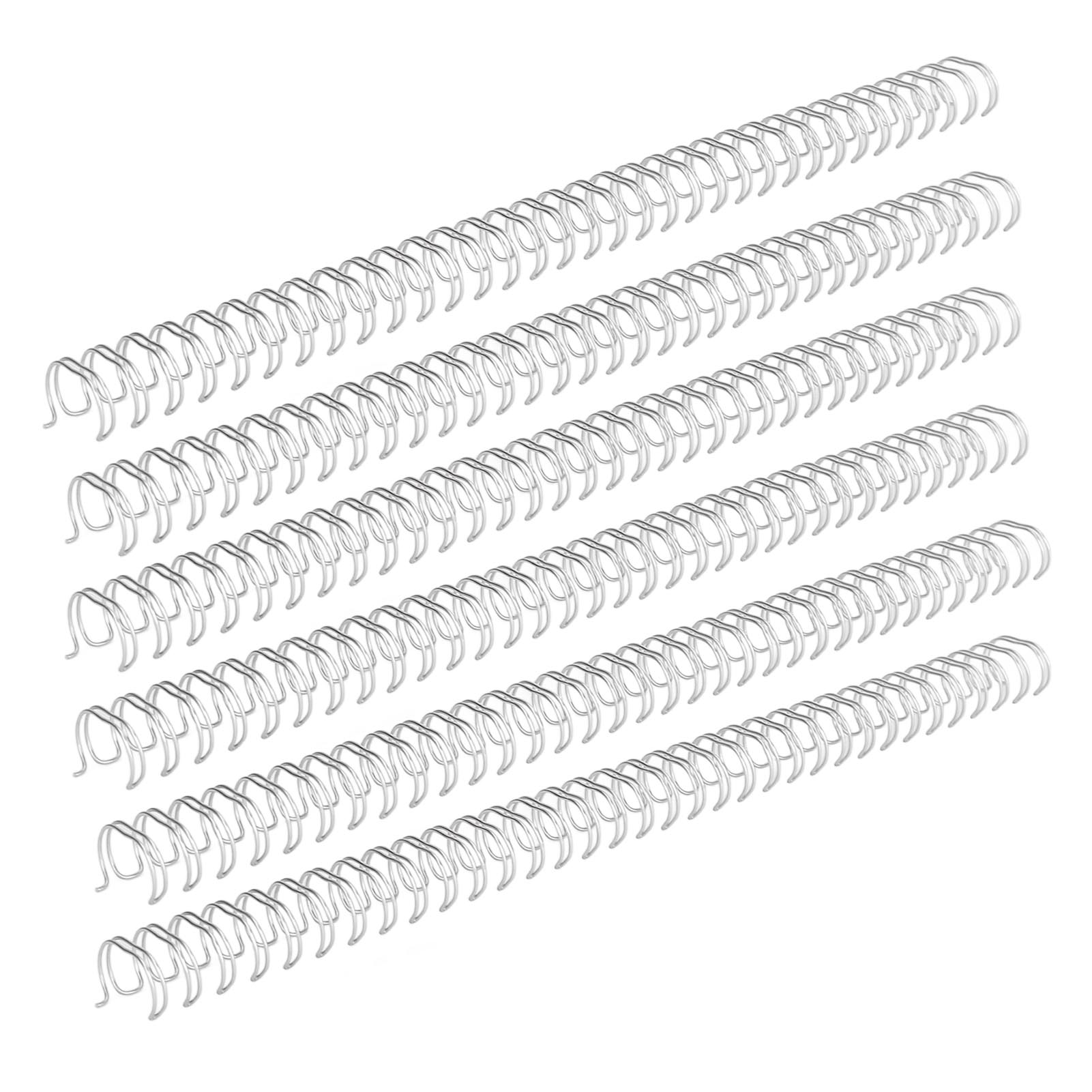 Doppelte Metallspiralbindung, 1/2" Durchmesser, 34 Schlaufen, 3:1 Teilung, Kapazität 100 Blatt, Silberne Eisenringe