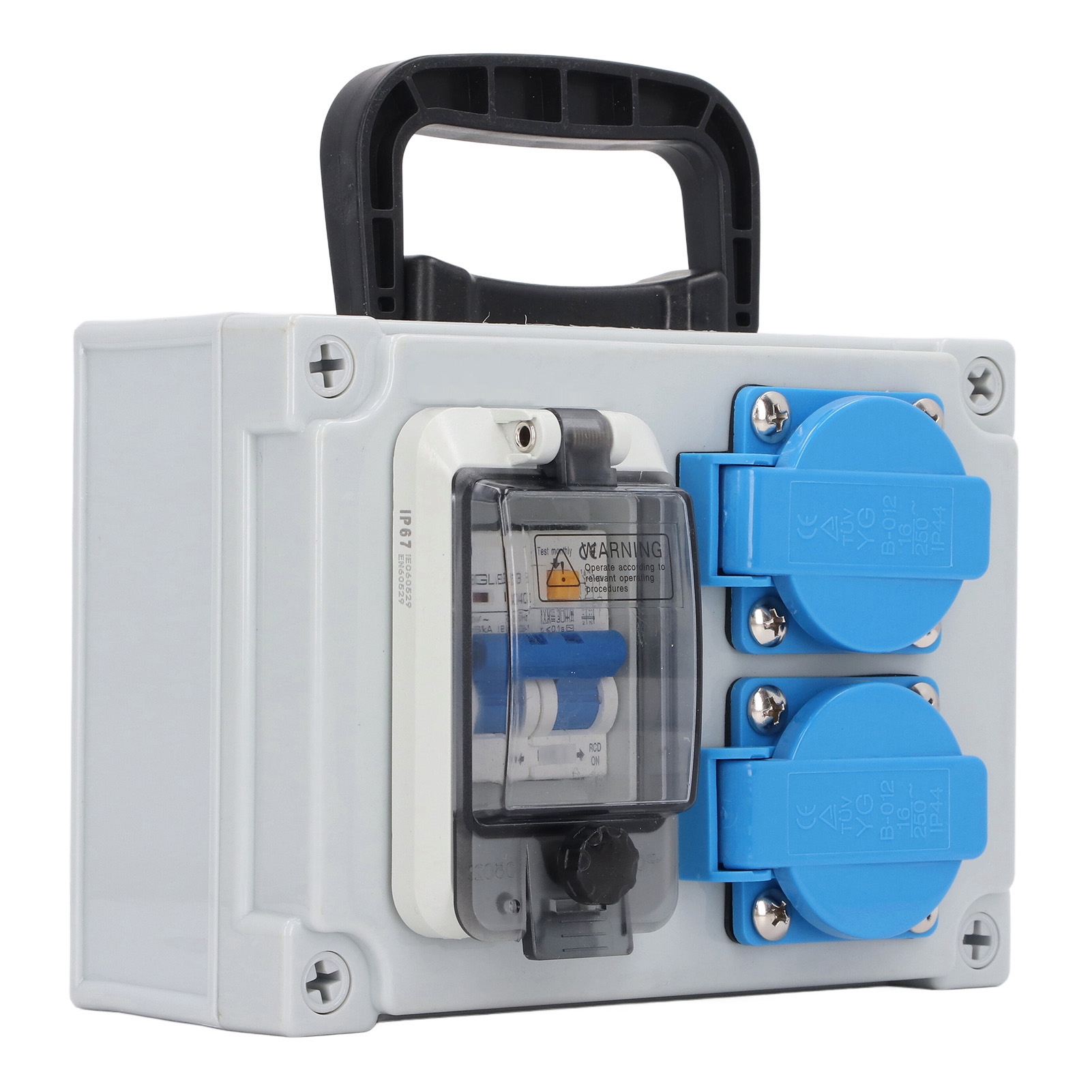 Rcbo/rcd-wandsteckdosenkasten Mit 2 X 250v 16a Steckdosen (eu-standard) Und 230v 40a Leitungsschutzschalter (1p+n)