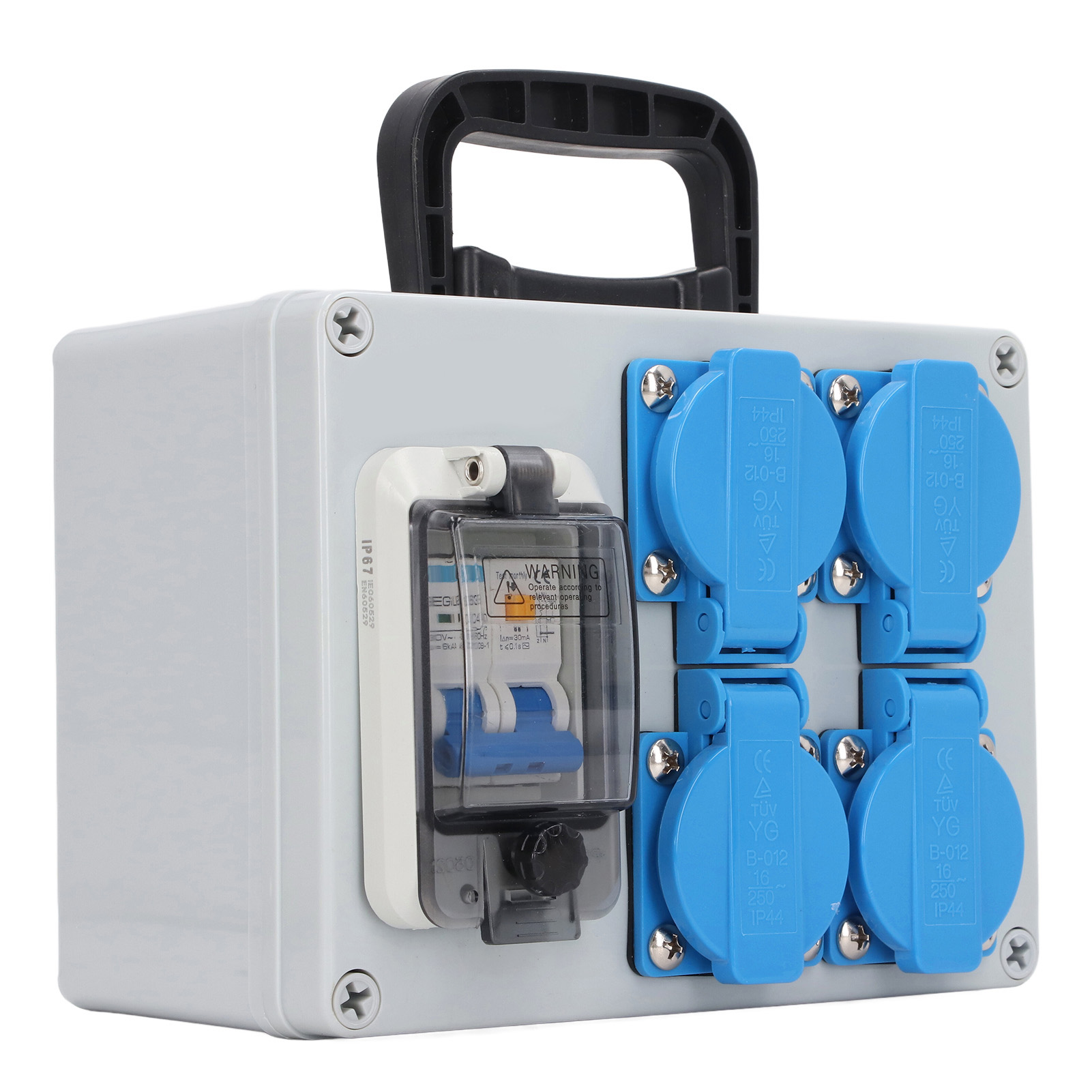 Industrielle Rcbo/rcd-steckdosenbox, 4-polig, Eu-ausführung, 250 V, 16 A, Tragbare Steckdosenbox Mit Ac230 V, 40 A, 1p+n-leistungsschalter