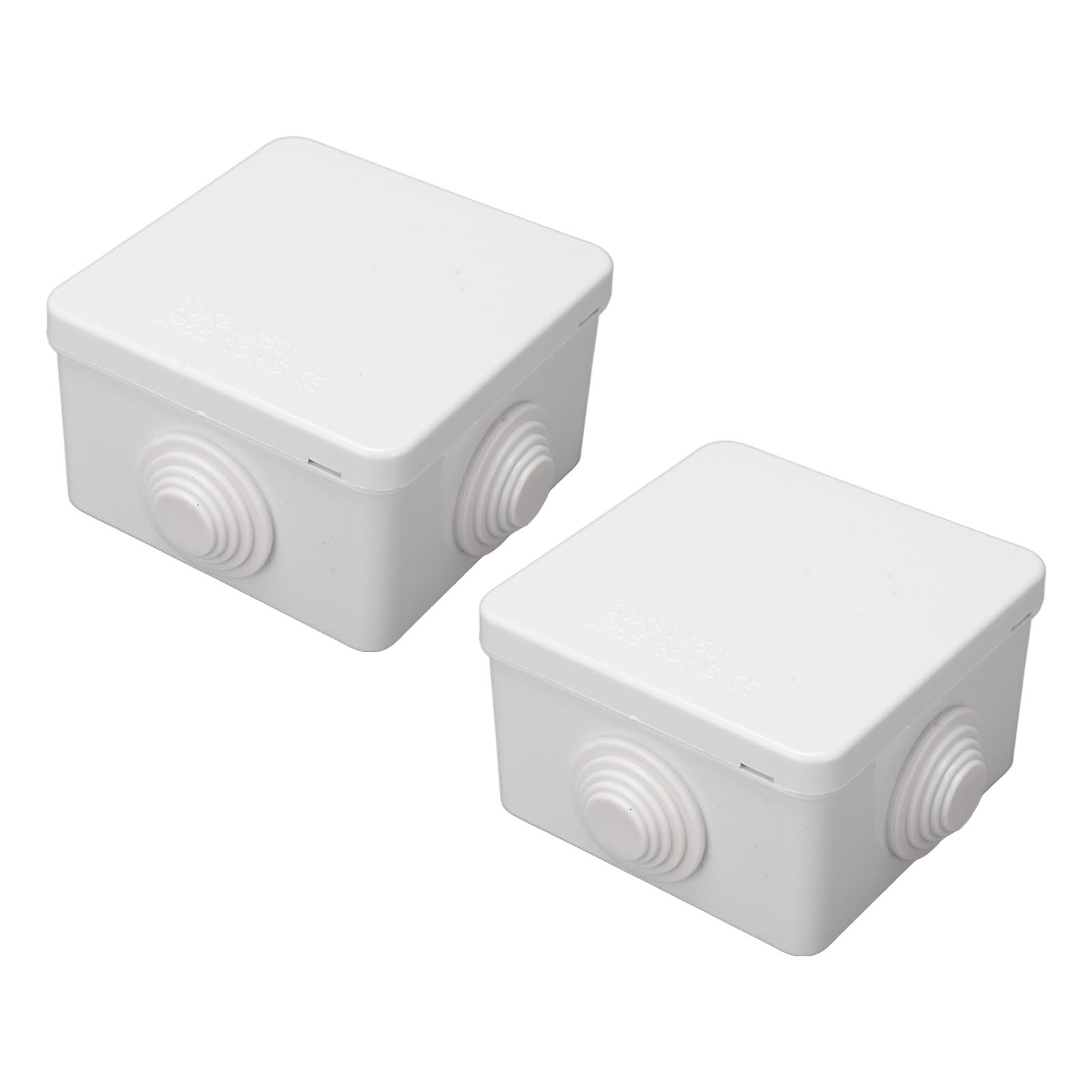 Packung Mit 2 Ip55 Wasserdichten Anschlussdosen, Staub- Und Wasserabweisend, Aus Abs-kunststoff, Für Elektrische Außenprojekte, Mit Gummikappe.