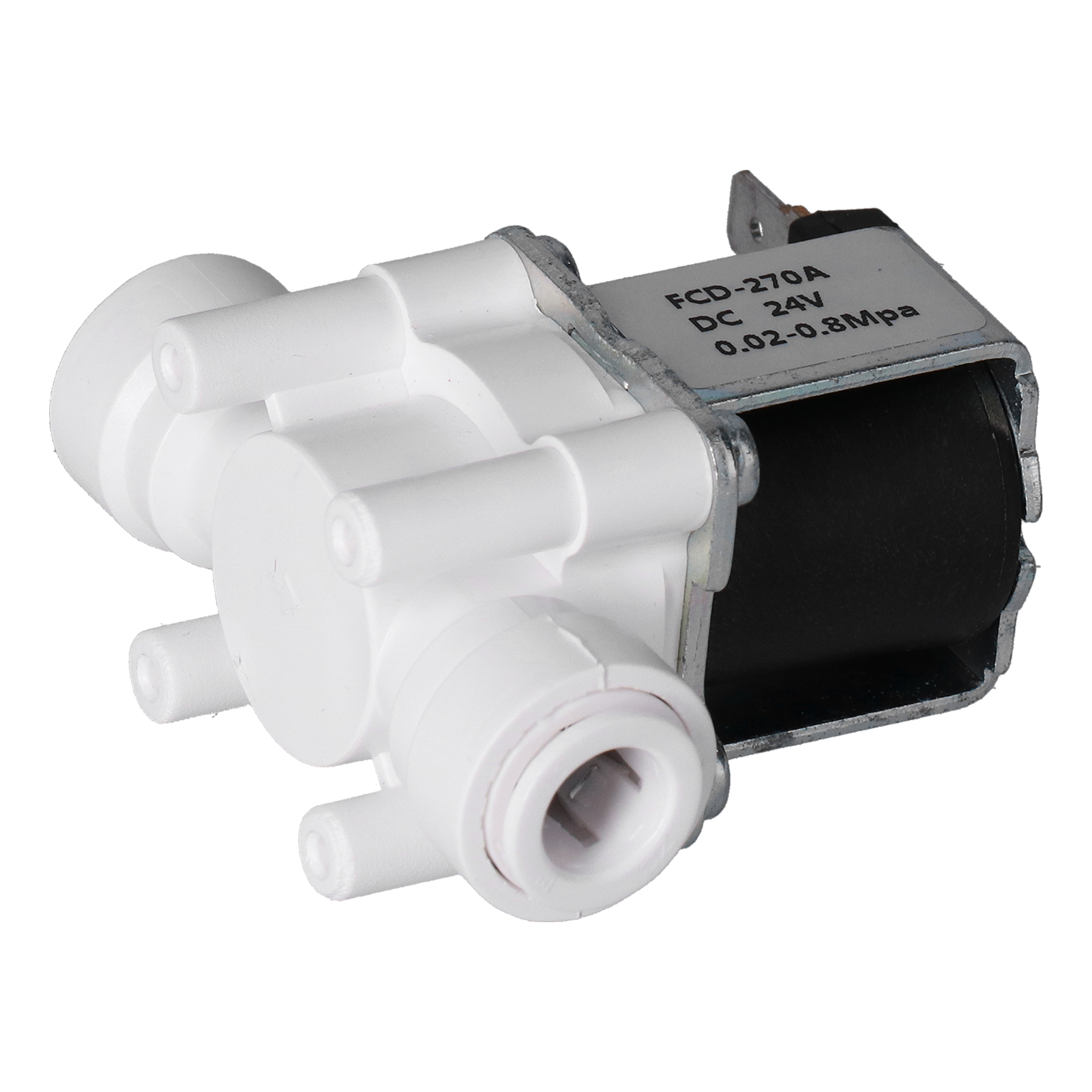 Kunststoff-magnetventil, 3/8"-schnellanschluss, Normalerweise Geschlossen, 24 V Dc
