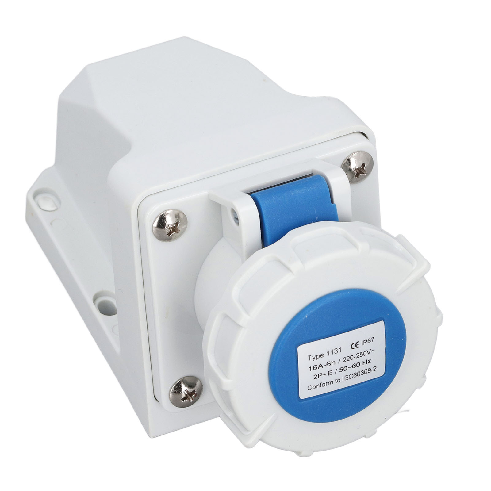 Industrieller Stromanschluss Ip67, Wasser- Und Staubgeschützt, 3-adrig, 16 A, 2p+e, Oberflächenmontage, 220 V–250 V