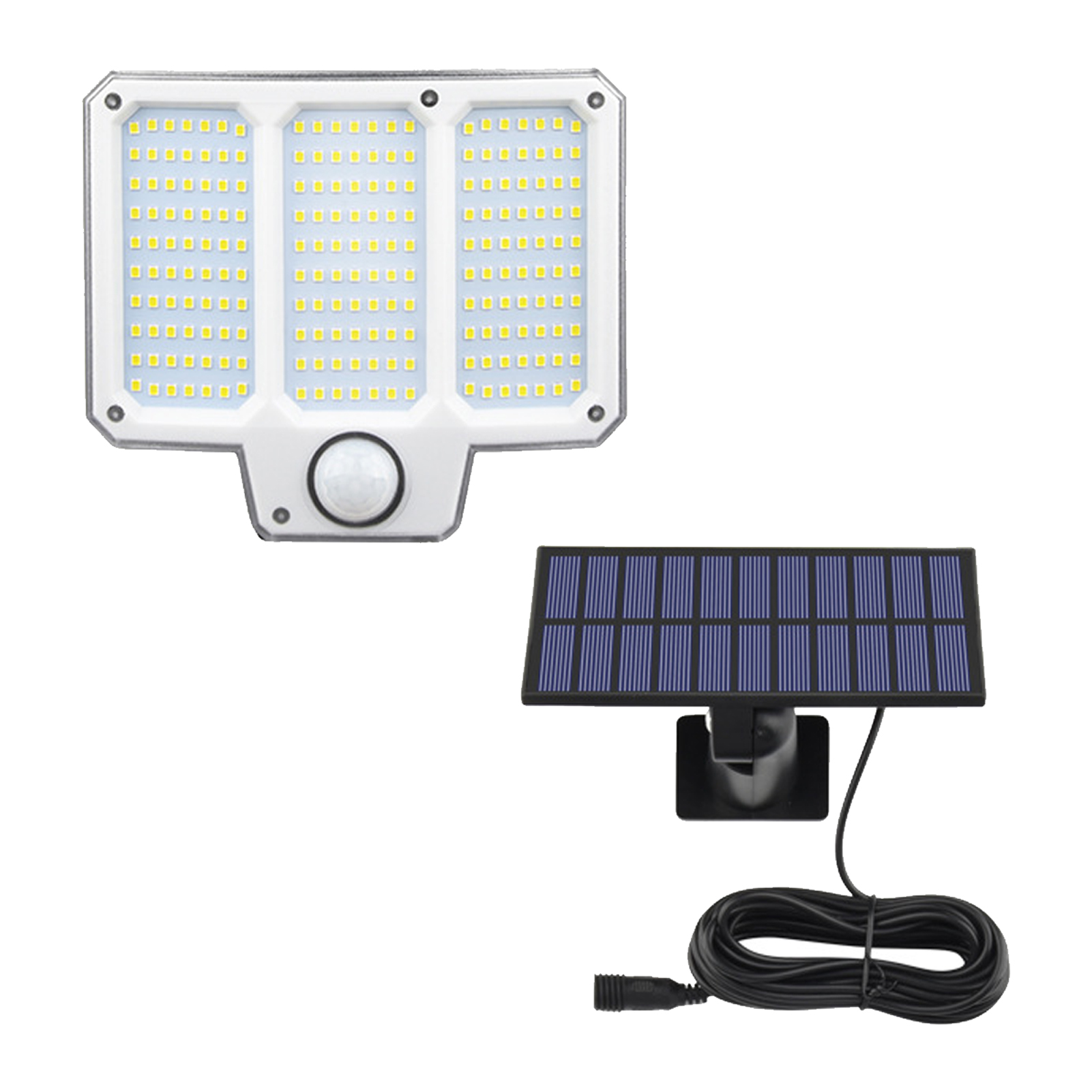 300 Lm Led-bewegungsmelderlampe, 14 Cm Abnehmbares Solarpanel, Fernbedienung, Wandmontage, Ideal Für Hof Oder Garage.
