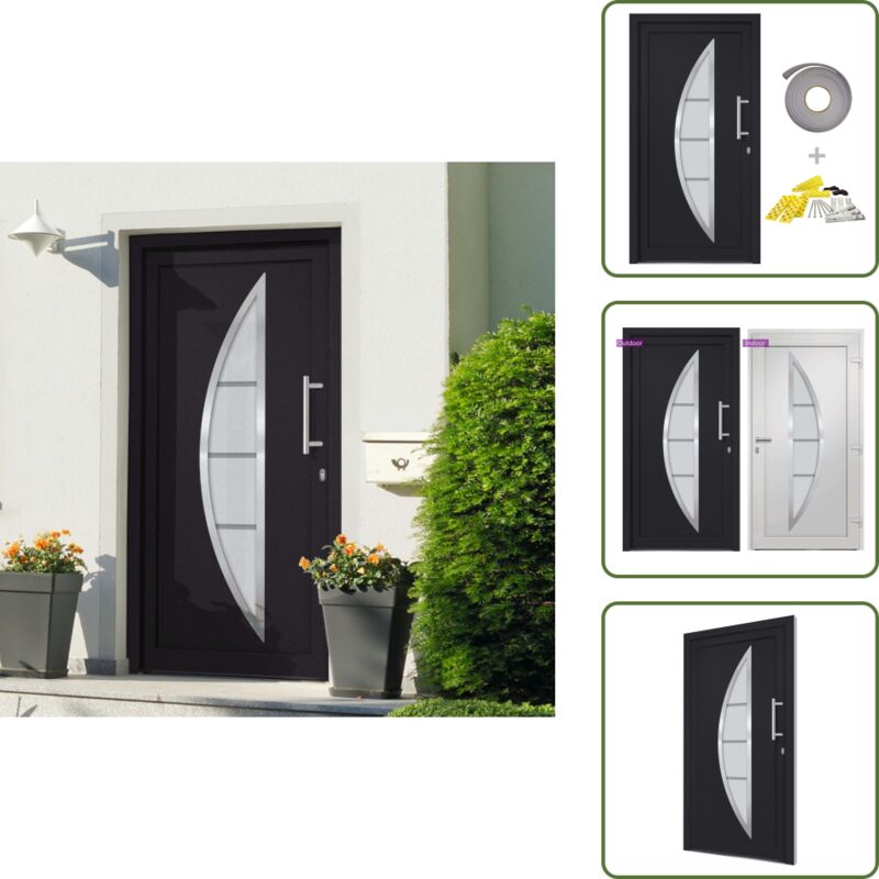 Haustür Anthrazit 108x208 Cm - Aluminiumtür - Haustür - Eingangstür - Sicherheitstür - Hausdurchgang