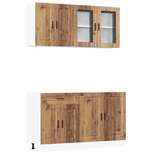 4-tlg. Küchenschrank-set Porto Altholz-optik Holzwerkstoff Vidaxl