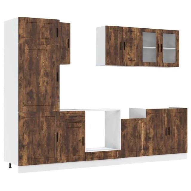 Vidaxl - 8-tlg. Küchenschrank-set Porto Räuchereiche Holzwerkstoff