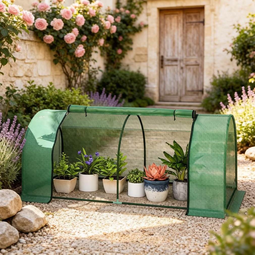 Mini-gewächshaus Für Den Garten 2 X 1 X 0,80 M Aus Stahl Und Pe, Dunkelgrün Okmyhome