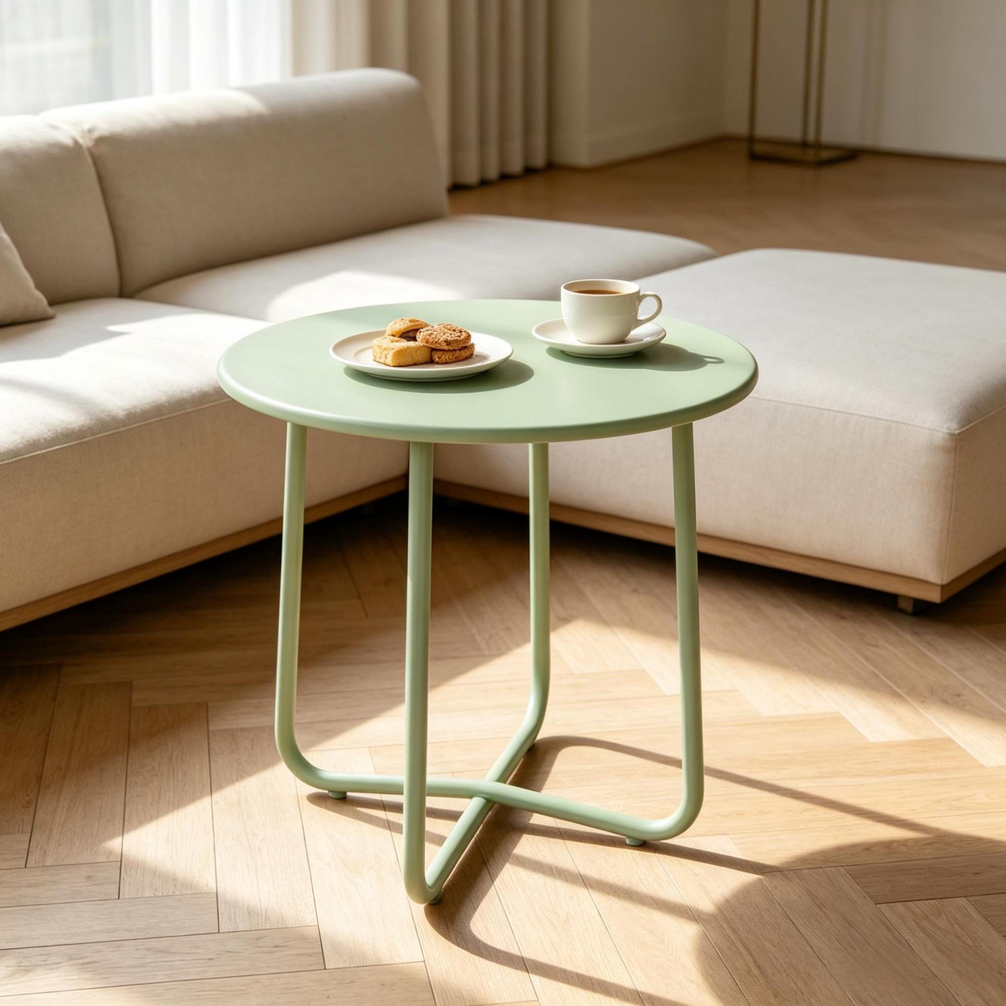 Outdoor-beistelltisch Ø 48 X 51 Cm Aus Grünem Metall Okmyhome