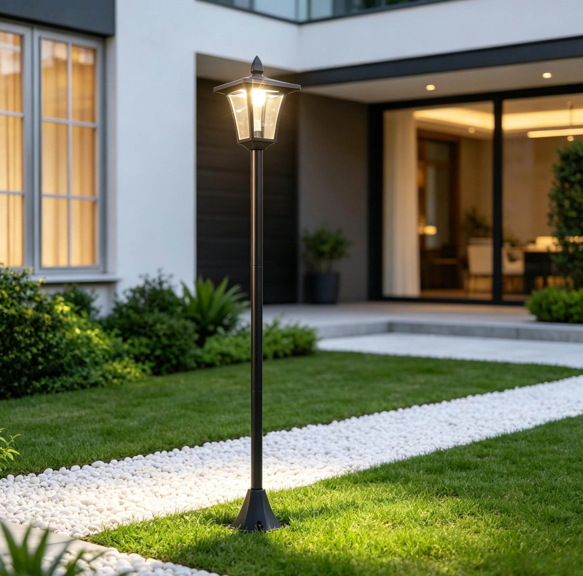 Vintage-solar-gartenlampe, 18 X 18 X 160 Cm, Led 40 Lm, Schwarz Okmyhome