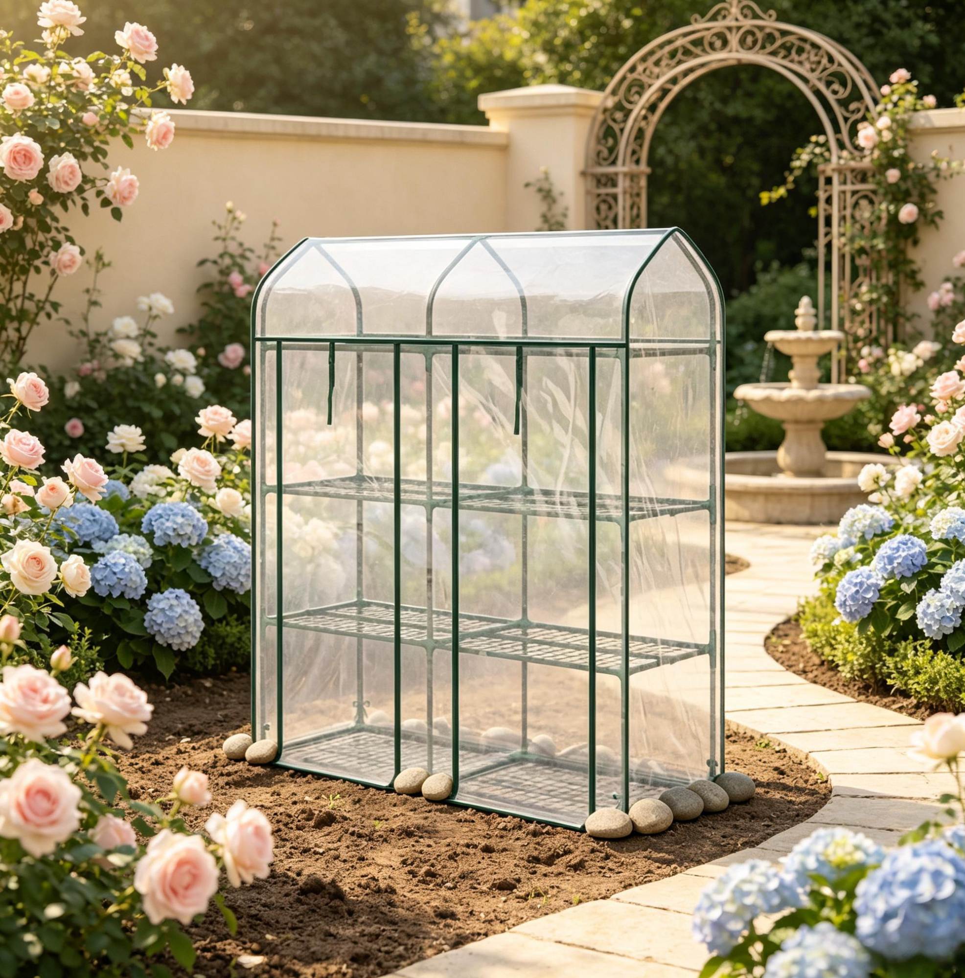 3-stufiges Balkon-gewächshaus Aus Transparentem Pvc Und Stahl, 143 X 46 X 165 Cm Okmyhome