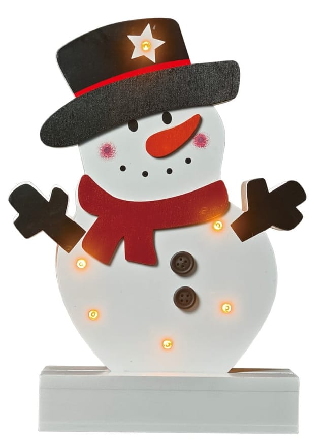Schneemann Holz 18,5 X 5,5 X 25,5 Cm Weiß+schwarz Figur - Trendline