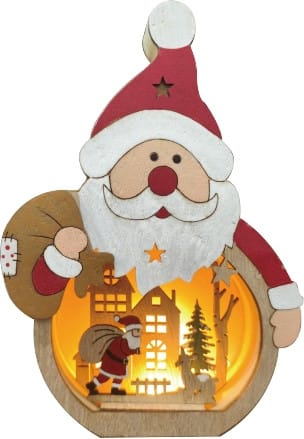 Weihnachtsmann Holz 11 X 3 X 16 Cm Natur/weiß Figur - Trendline