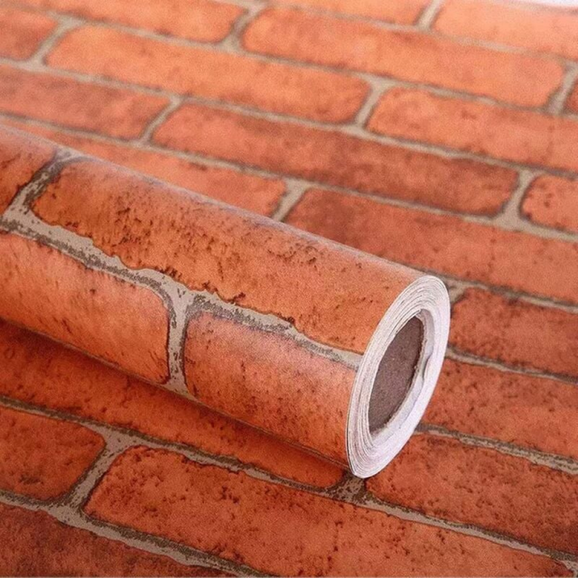 Cyslmuk - Ziegelstein-aufkleber-tapete, Selbstklebende Tapeten, Roter Ziegelstein, Bedrucktes Klebepapier, Einfach Anzubringende Tapeten Zum Abziehen Und Aufkleben – Roter Ziegelstein, 45 Cm X 10 M
