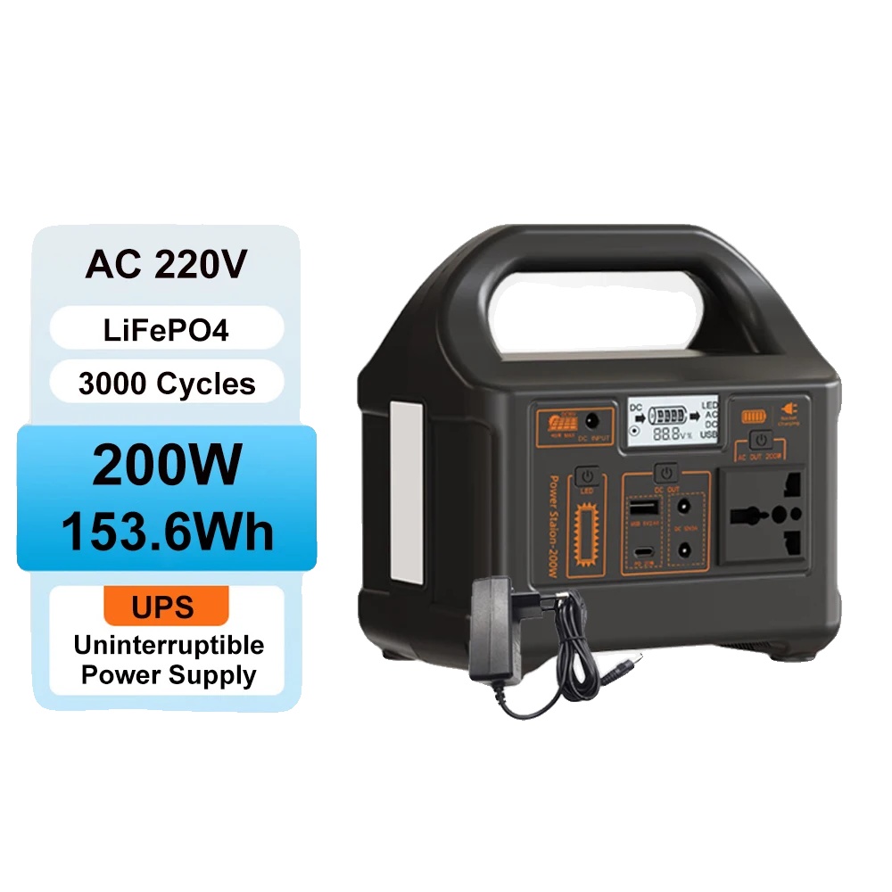 Tragbare Powerstation, Solaraufladung, Led-licht, 200w 153,6wh