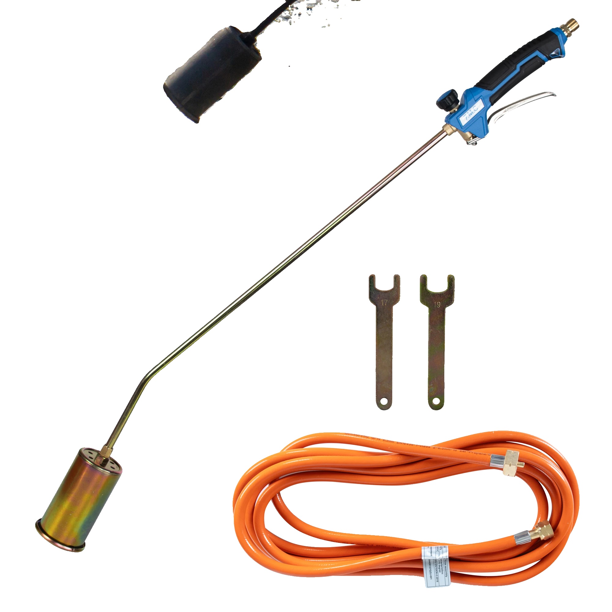 Unkrautbrenner, Ø 60 Mm Brenner, 90 Cm Rohrlänge, 5 M Gasschlauch, 69 Kw Leistung, Ergonomischer Griff